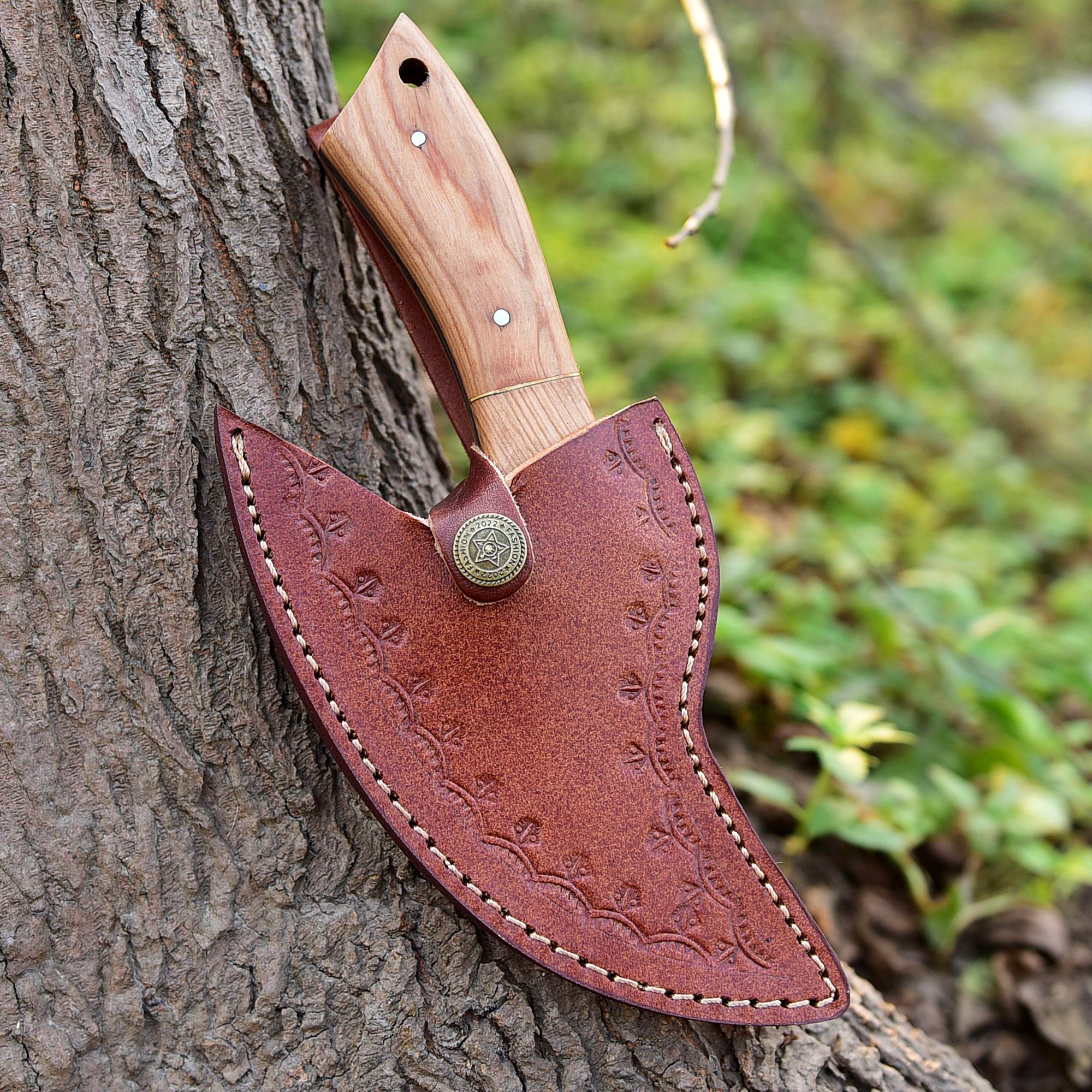 Hand Forged Carbon 1095 Steel Alaska Ulu Pizza Cutter Kitchen Knife - Image 5