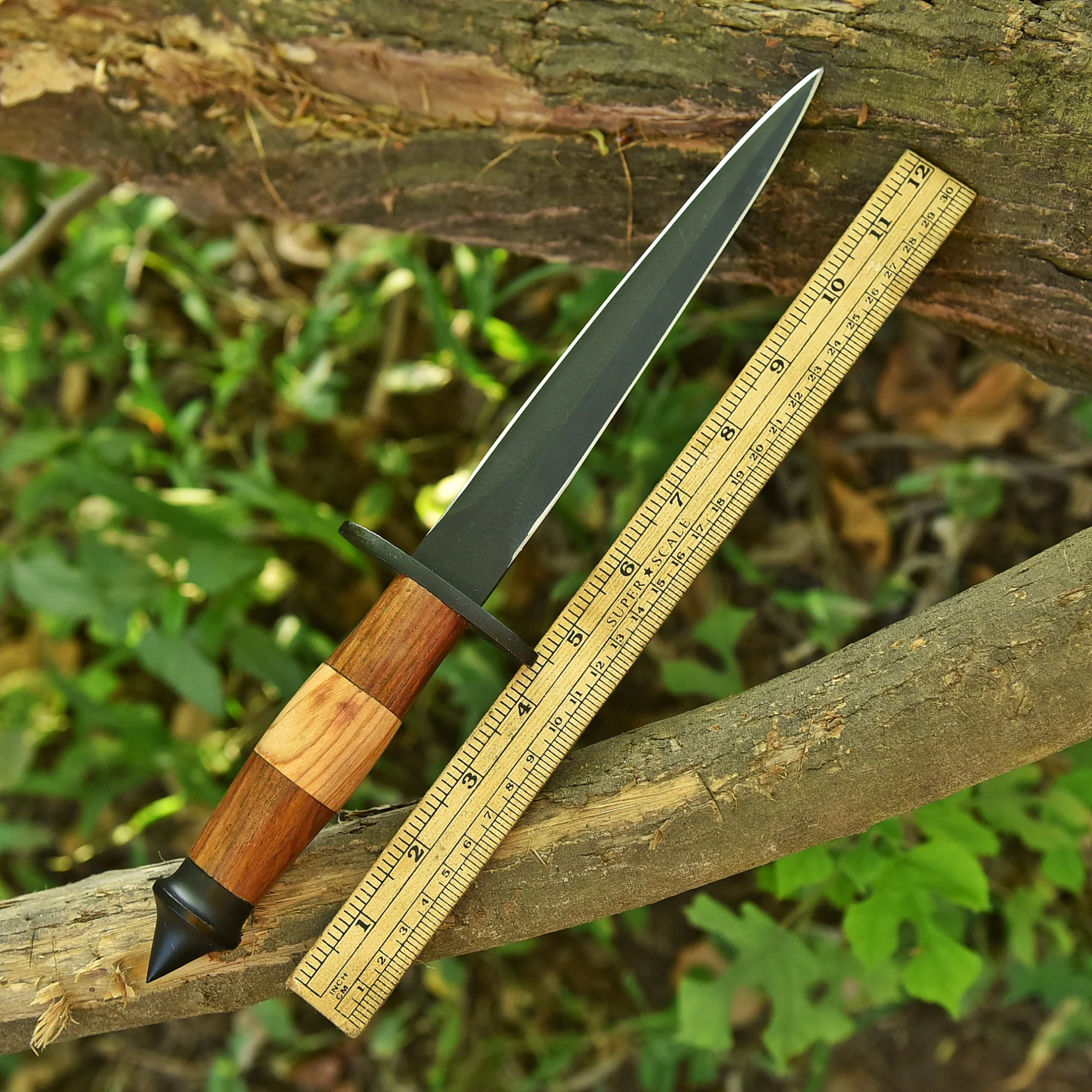 Hand Forged Carbon Steel Hunting Double Edge Boot Knife Wood Handle - Image 4