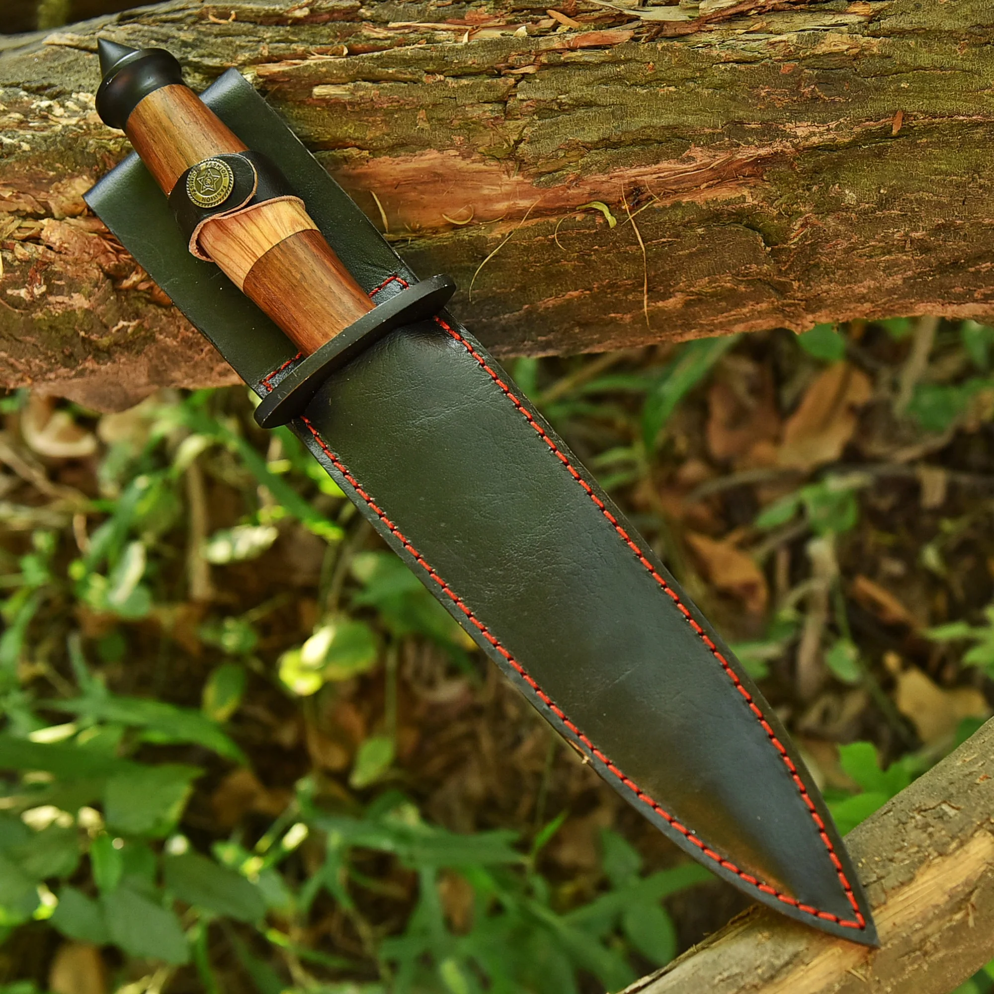 Hand Forged Carbon Steel Hunting Double Edge Boot Knife Wood Handle - Image 5