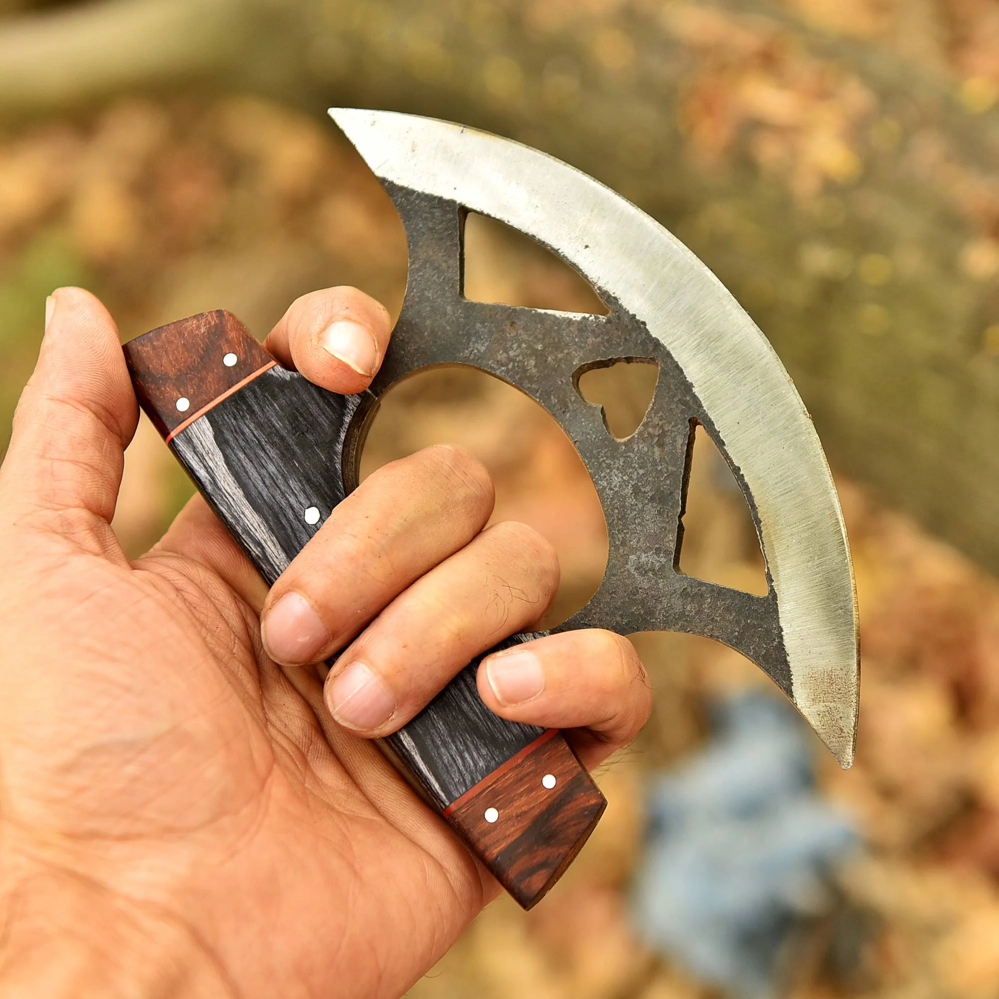 Hand Forged D2 Carbon Steel Blade Ulu Knife Professional Pizza Cutter - Image 3