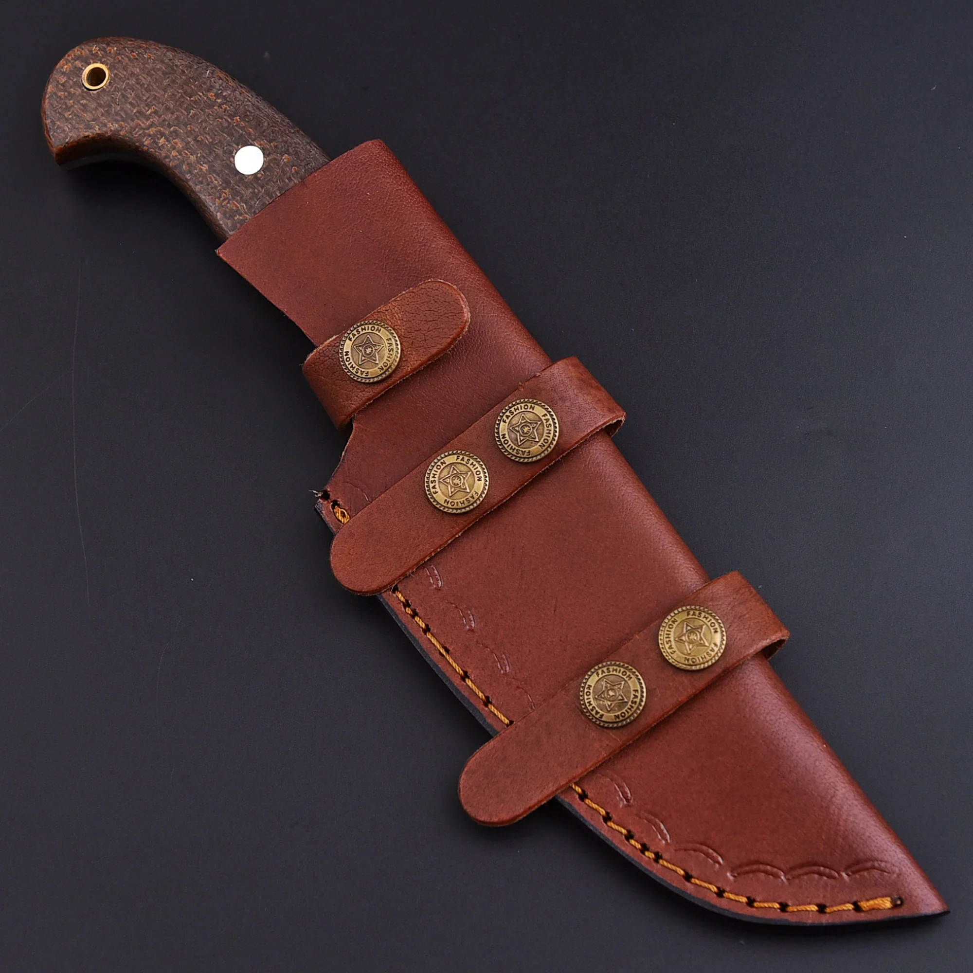 Hand Forged D2 Steel Hunting Tracker Fix Blade Knife Full Tang - Micarta Handle - Image 5