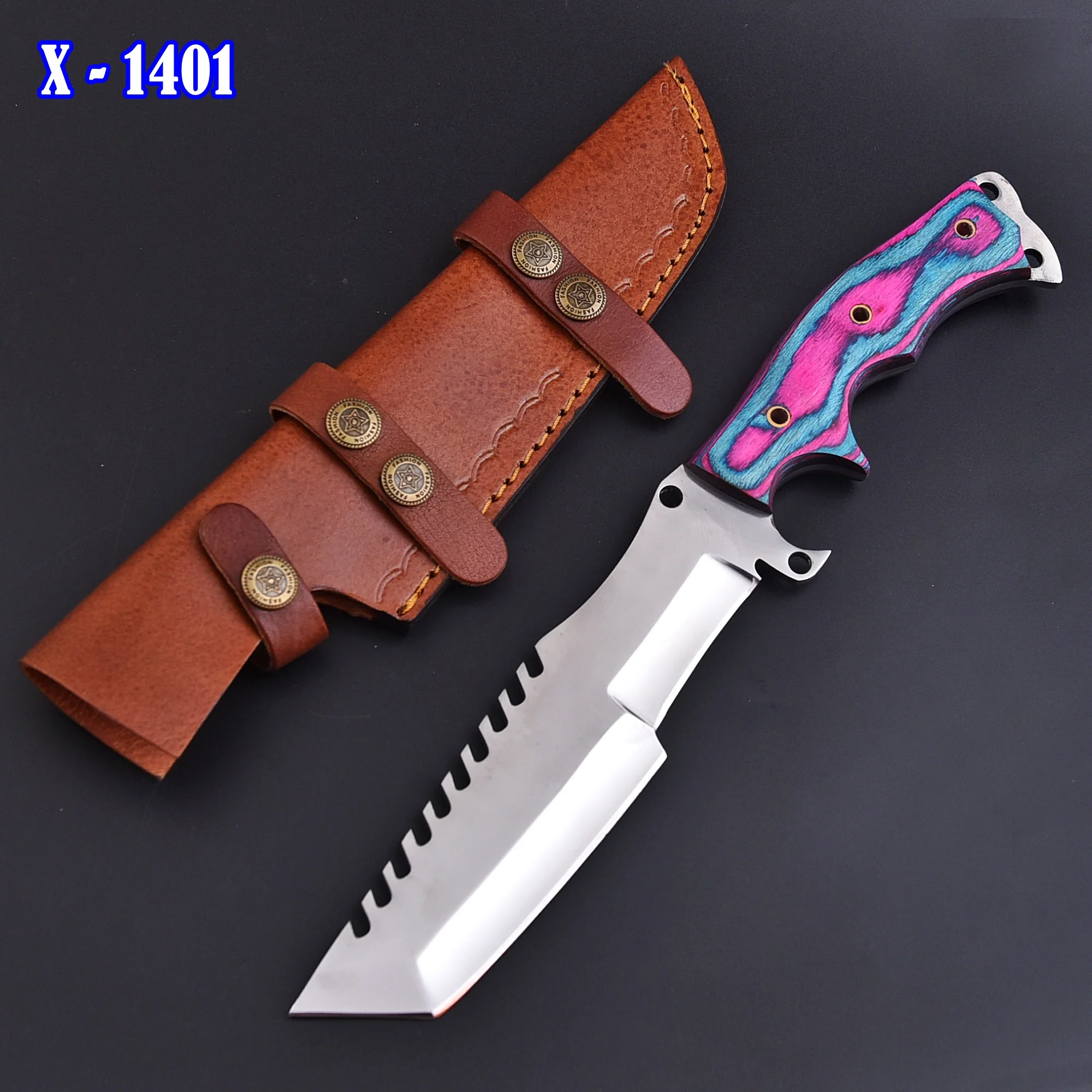 Hand Forged D2 Steel Hunting Tracker Fix Blade Knife Full Tang - Pakkawood Handle - Image 2