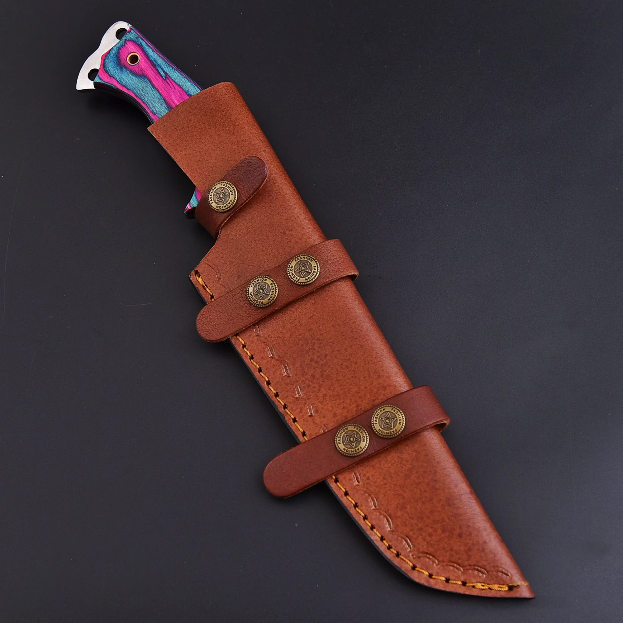 Hand Forged D2 Steel Hunting Tracker Fix Blade Knife Full Tang - Pakkawood Handle - Image 5