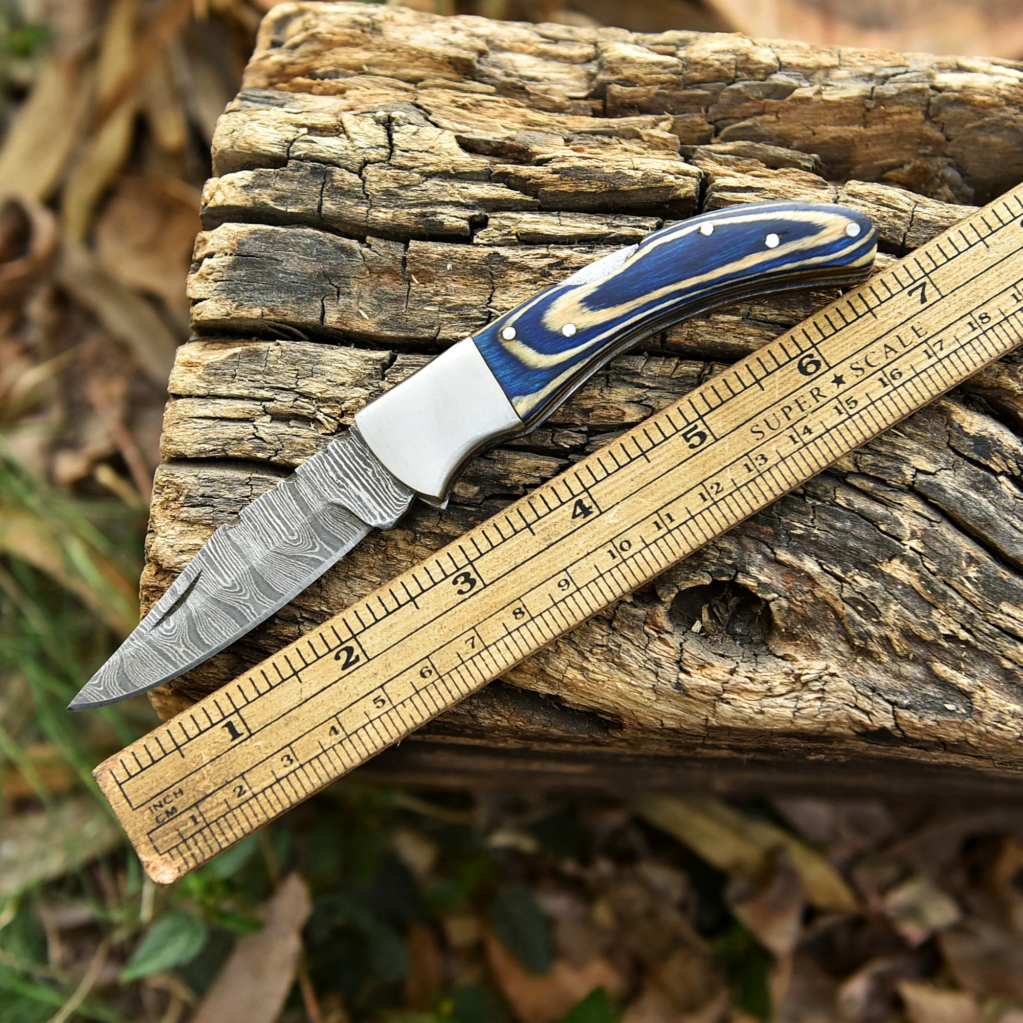 Hand Forged Damascus Steel Folding Blade Pocket Knife Outdoor Camping EDC - Image 3