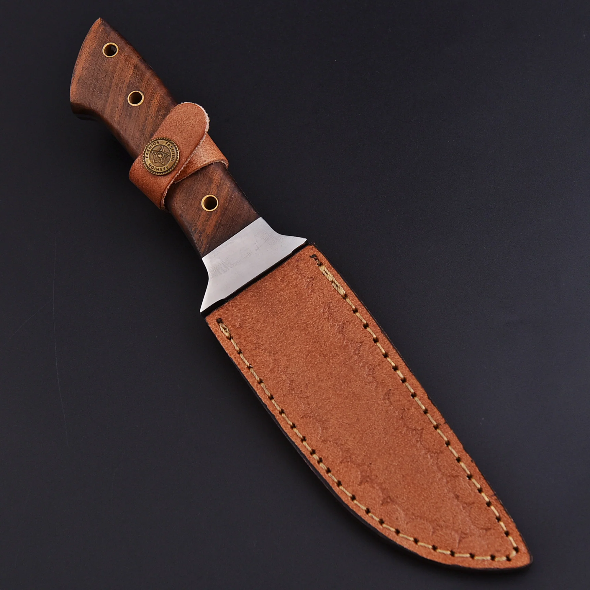 Hand Forged Full Tang Skinner Knife Wood Handle D2 Steel 10"inches With Sheath - Image 5