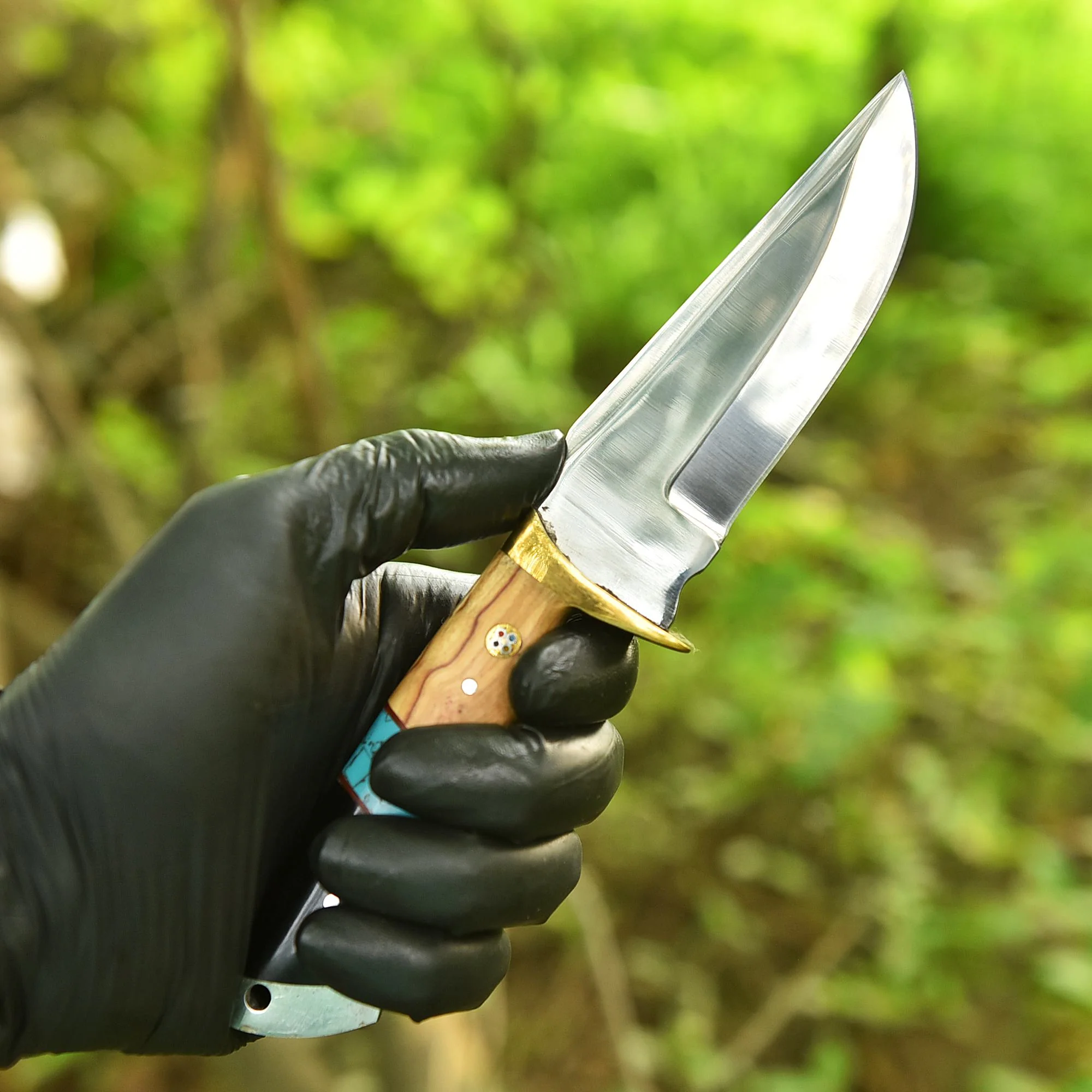 Hand Forged Full Tang Skinning Knife Wood D2 Steel Blade With Sheath - Image 3