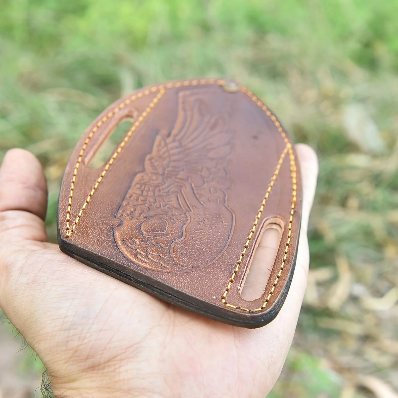 Hand Stitched Fixed Blade Knife Storage Sheath Genuine Leather Belt Carry Case