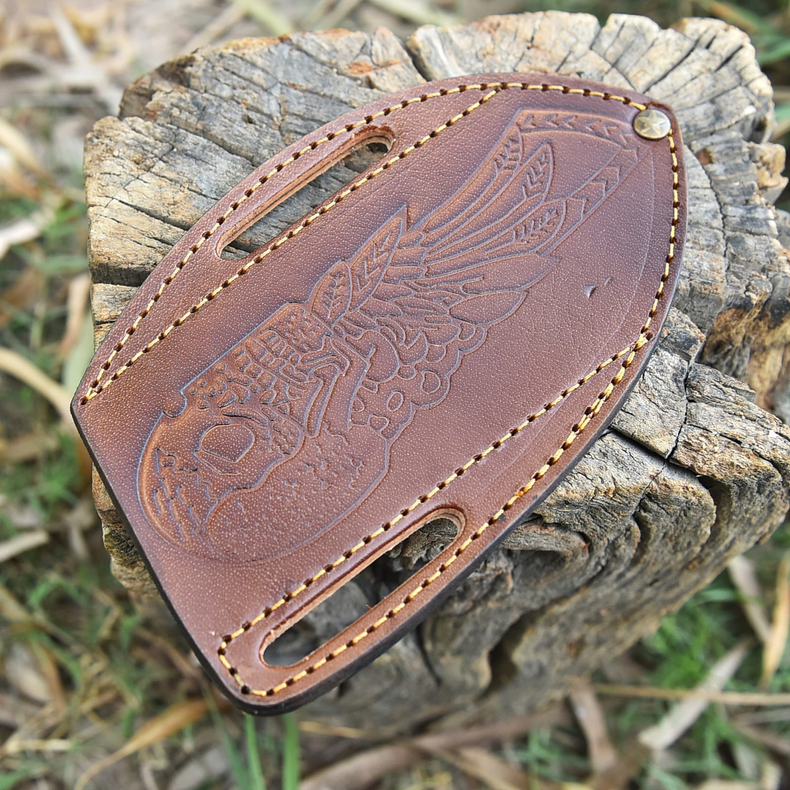 Hand Stitched Fixed Blade Knife Storage Sheath Genuine Leather Belt Carry Case - Image 2