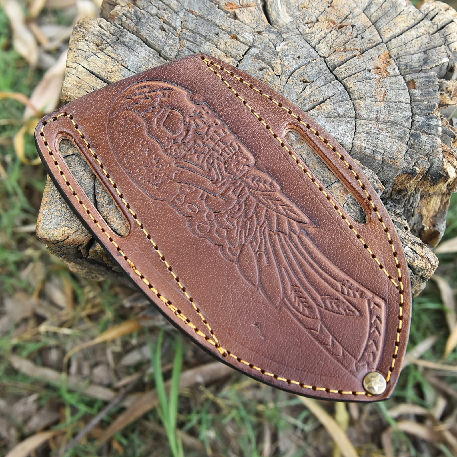 Hand Stitched Fixed Blade Knife Storage Sheath Genuine Leather Belt Carry Case - Image 5
