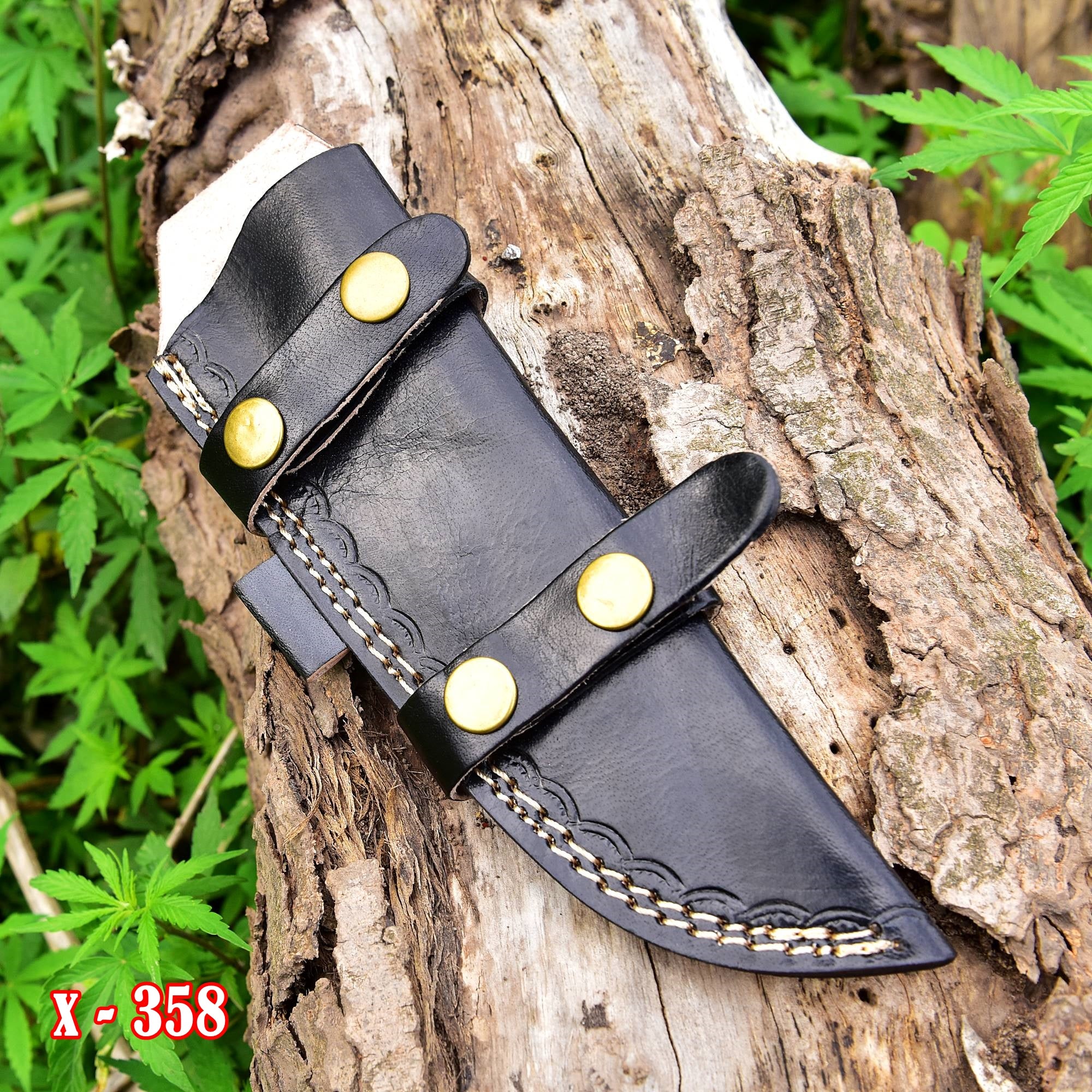 Hand Stitched Full Grain Leather Tracker Knife Fixed Blade Knife Sheath - Image 2
