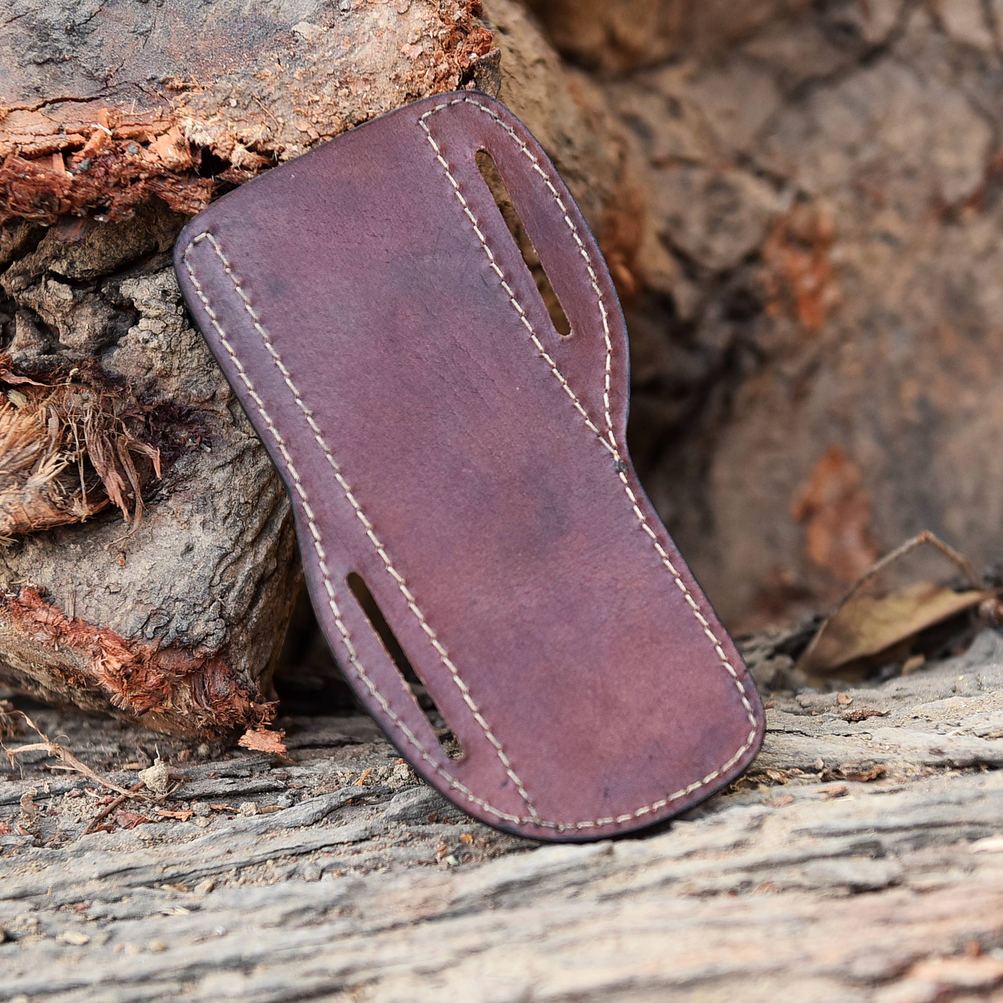 Hand Stitched Genuine Engraved Leather Fixed Blade Knife Sheath - Image 3