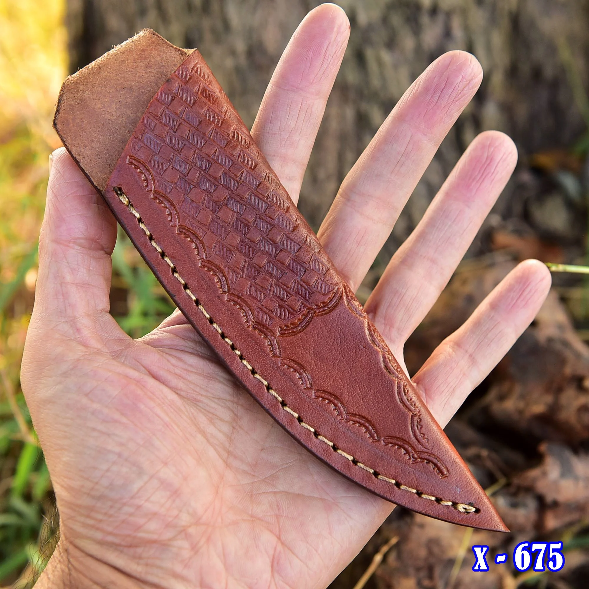 Hand Stitched Genuine Leather Fixed Blade Knife Sheath Belt Carry Sheath - Image 14