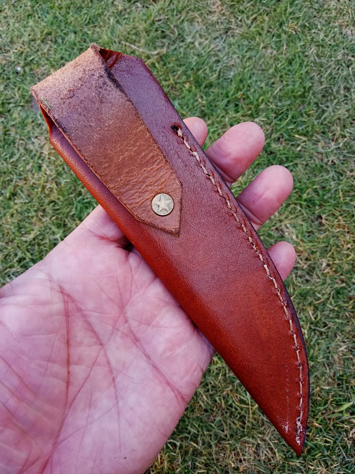 Hand Stitched Genuine Leather Fixed Blade Knife Sheath Belt Carry Sheath - Image 5