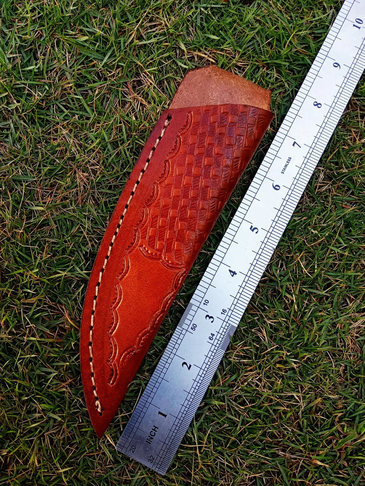 Hand Stitched Genuine Leather Fixed Blade Knife Sheath Belt Carry Sheath - Image 7