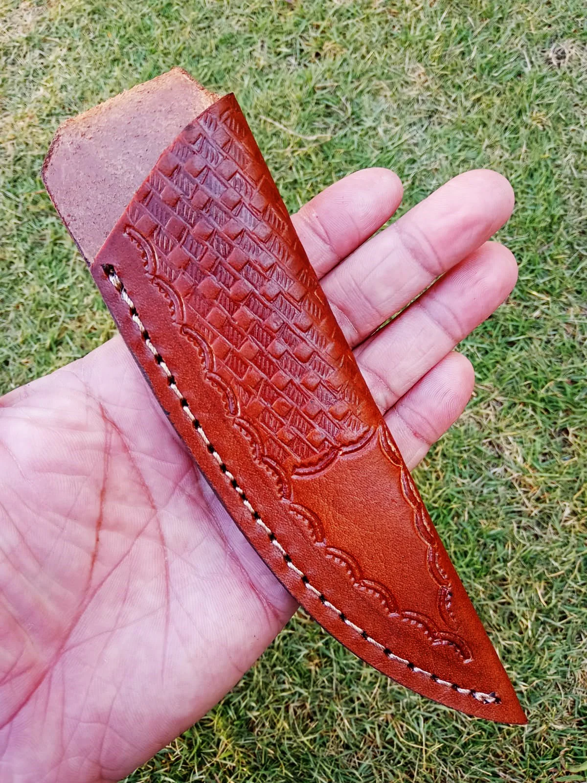 Hand Stitched Genuine Leather Fixed Blade Knife Sheath Belt Carry Sheath - Image 8