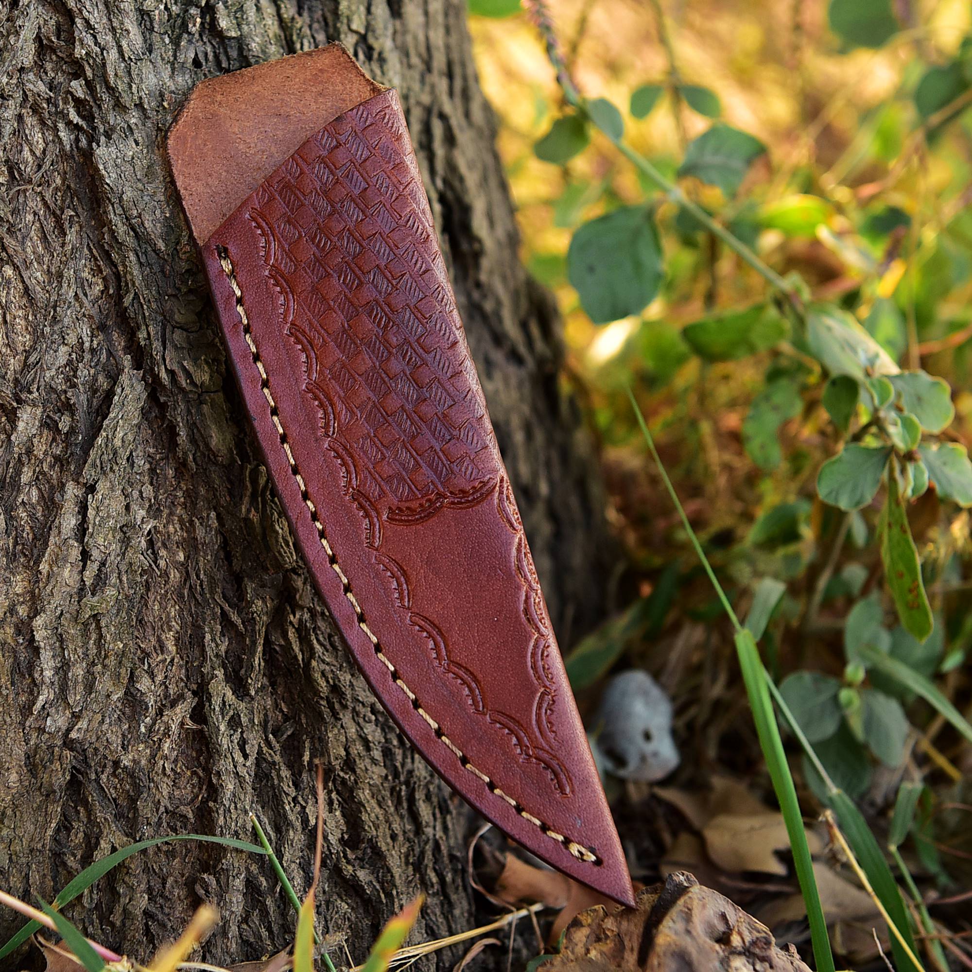 Hand Stitched Genuine Leather Fixed Blade Knife Sheath Belt Carry Sheath - Image 9