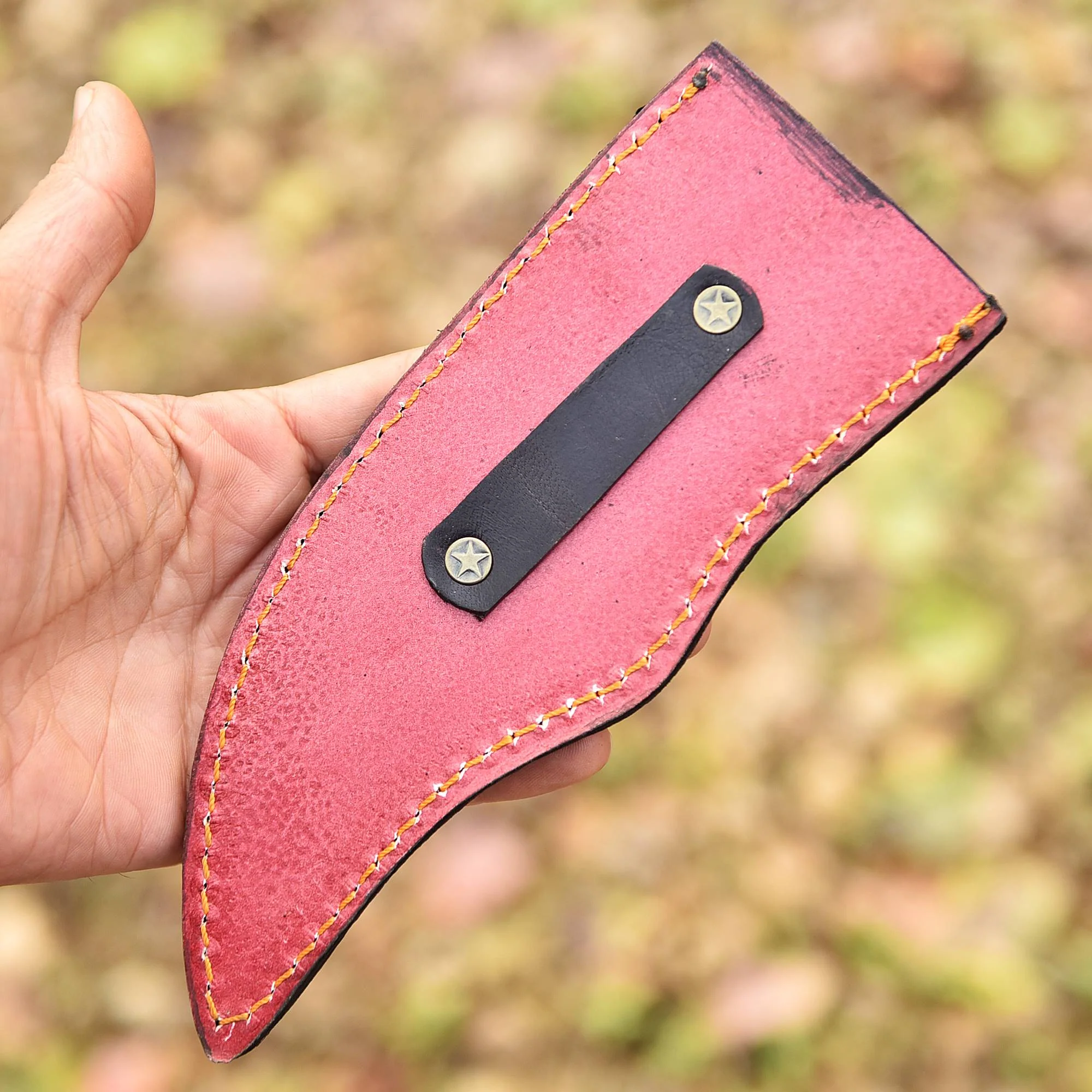 Hand Stitched Premium Goat Leather Fish Engraved Fixed Blade Knife Sheath - Image 4