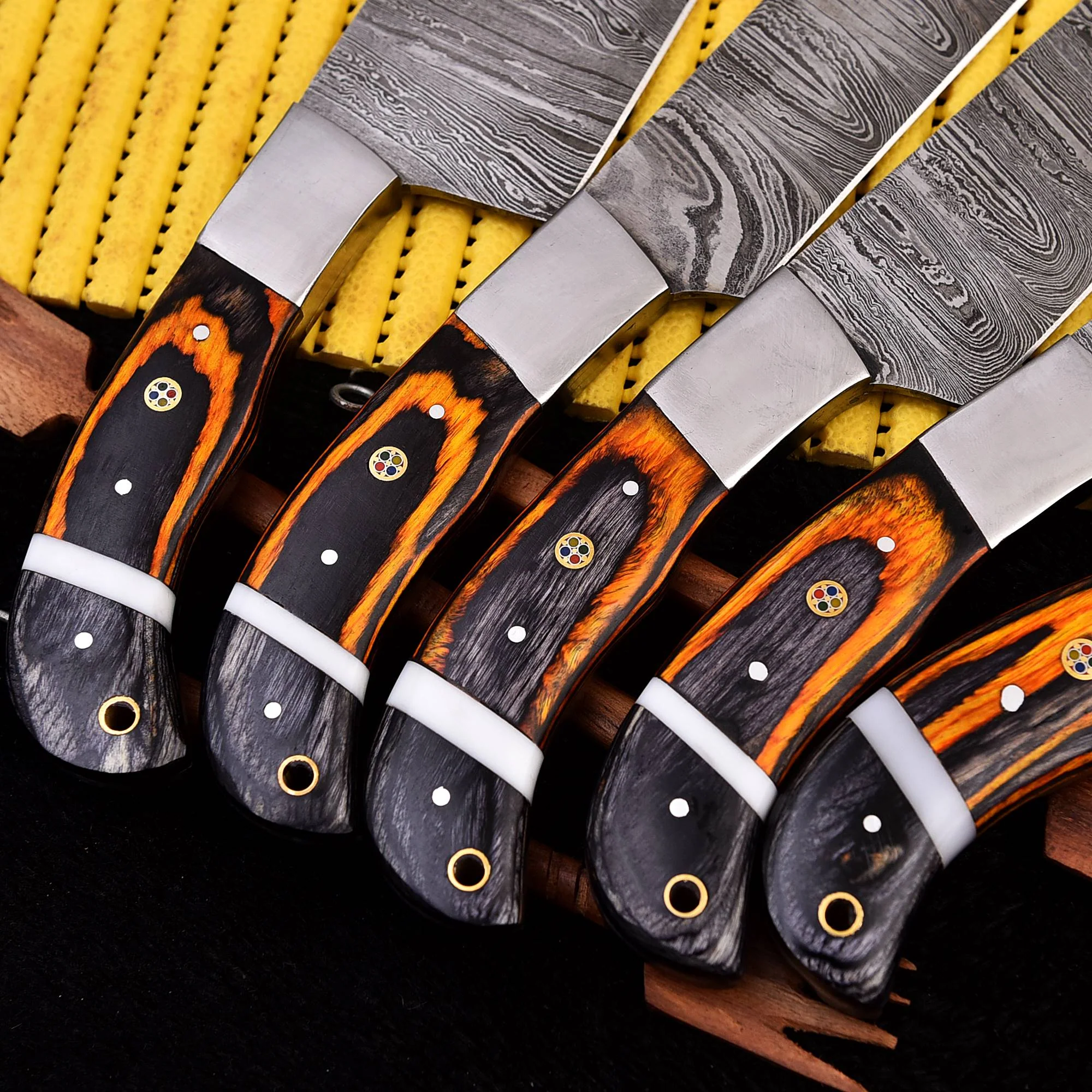 Handcrafted Damascus Steel 5PCS Chef Knife Set Premium Kitchen Knifes Set - Image 3
