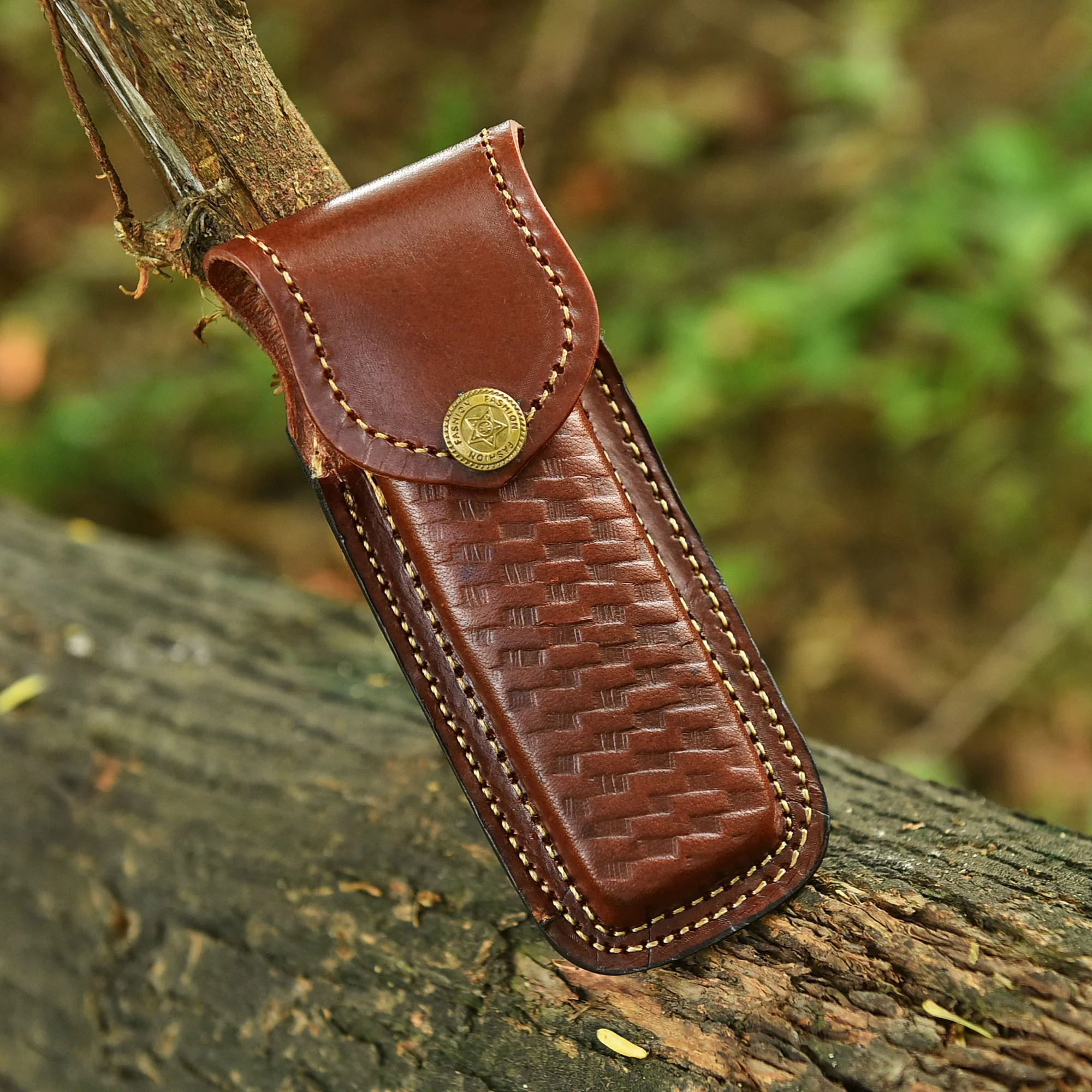 Handcrafted Folding Blade Knife Camel Bone Engraved Brass Bolster Handle - Image 7