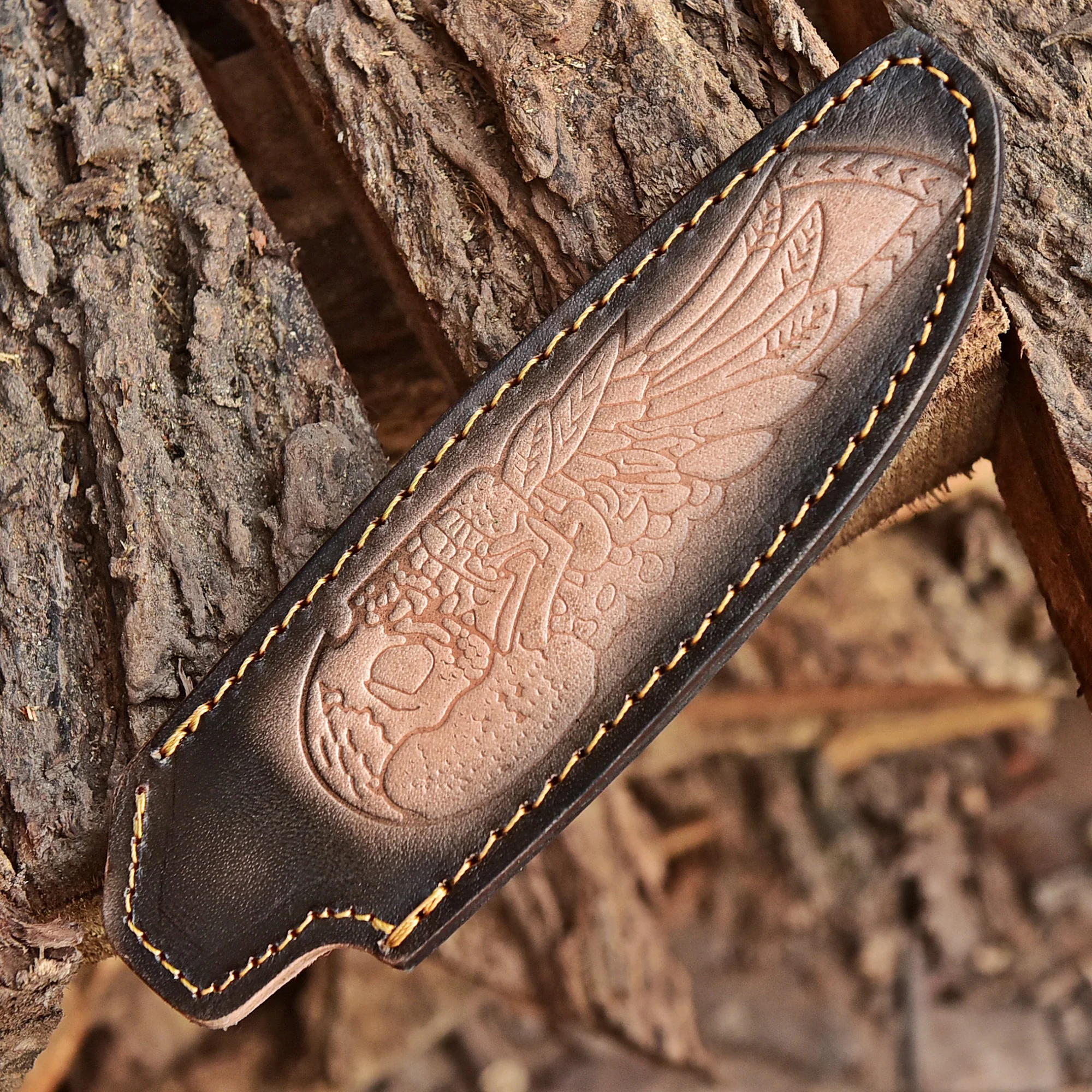 Handcrafted Full Grain Leather Fixed Blade Knife Engraved Sheath - Image 2