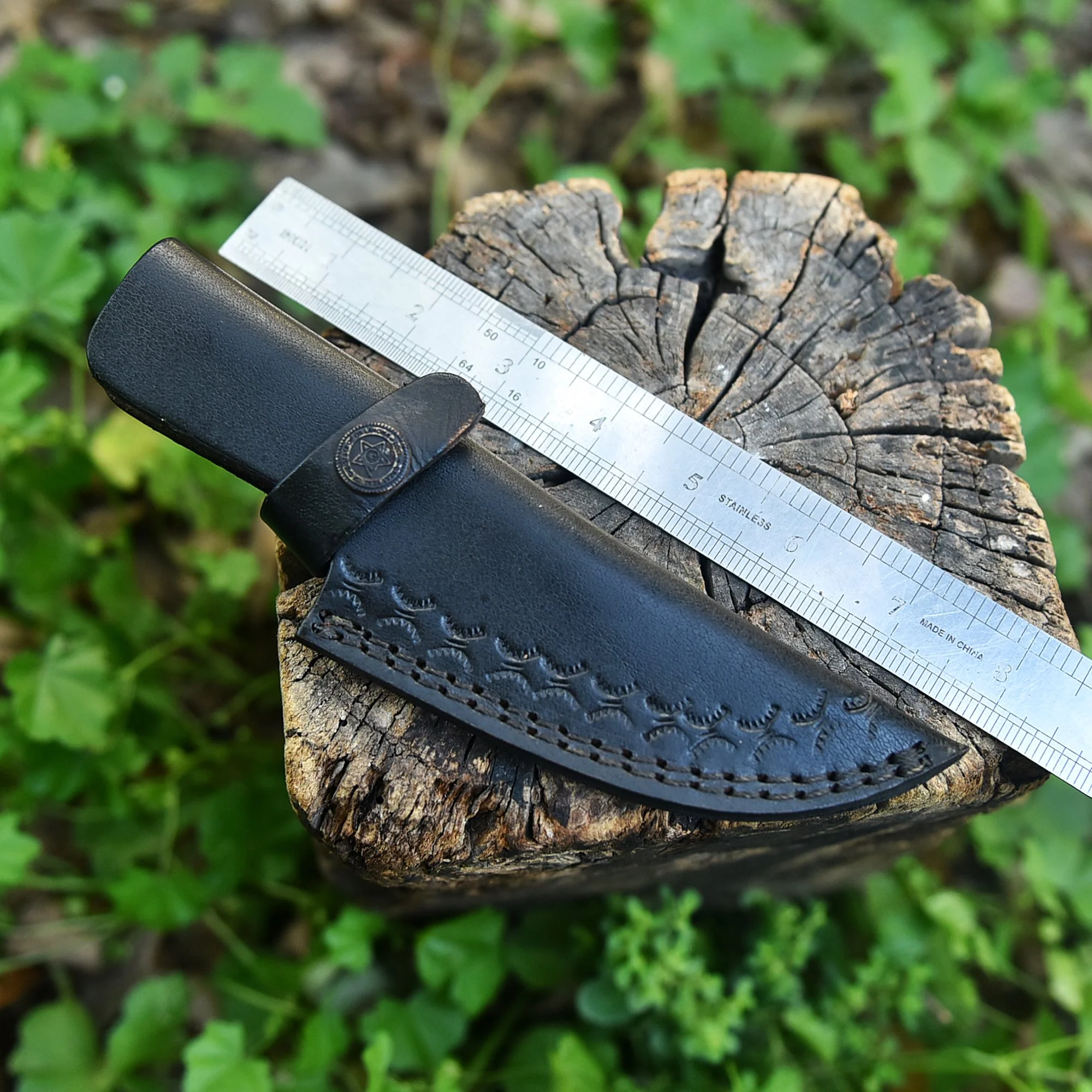 Handcrafted Genuine Leather Fixed Blade Knife Sheath Belt Holster - Image 5