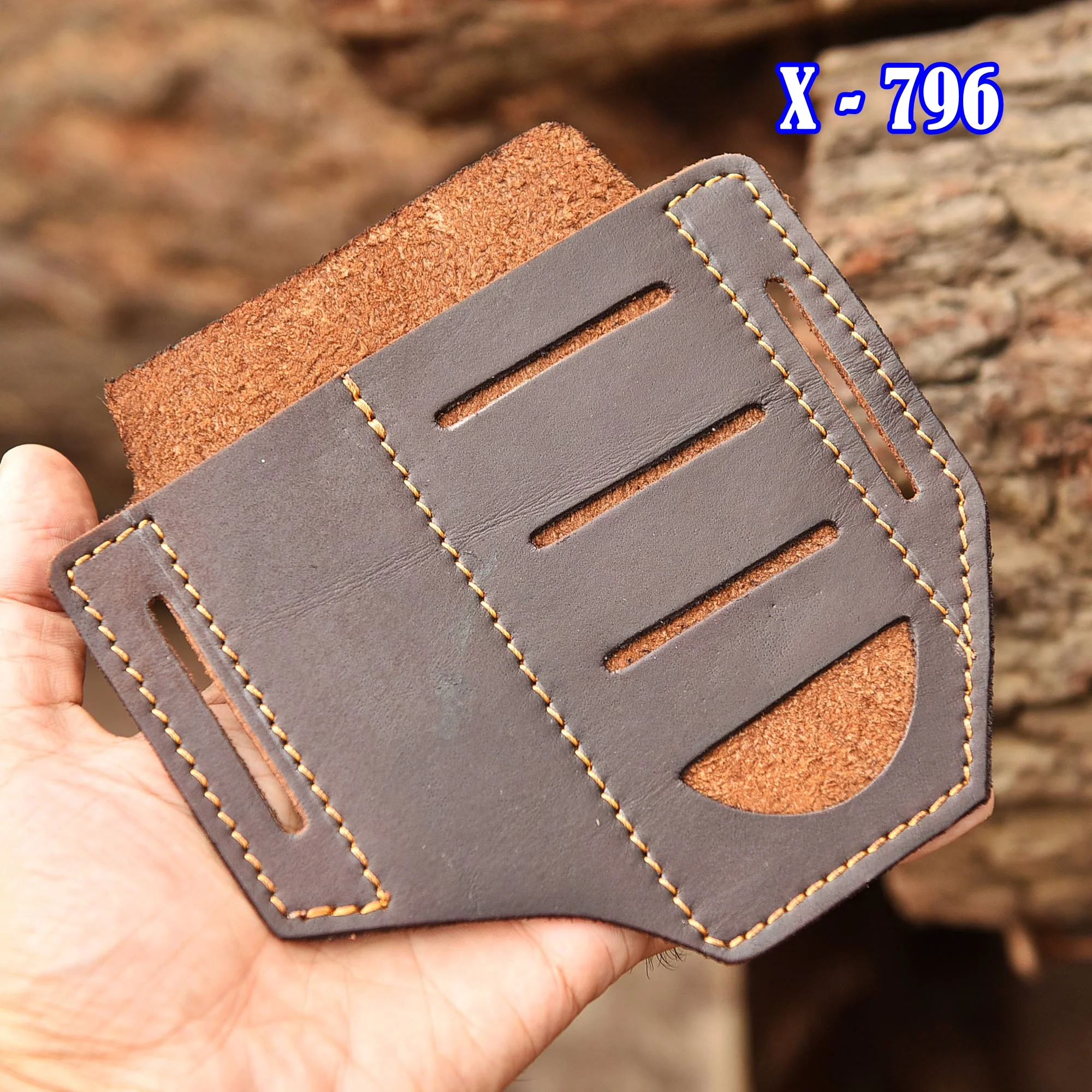 Handcrafted Top Grain Leather EDC Folding Knife Protection Sheath - Image 4