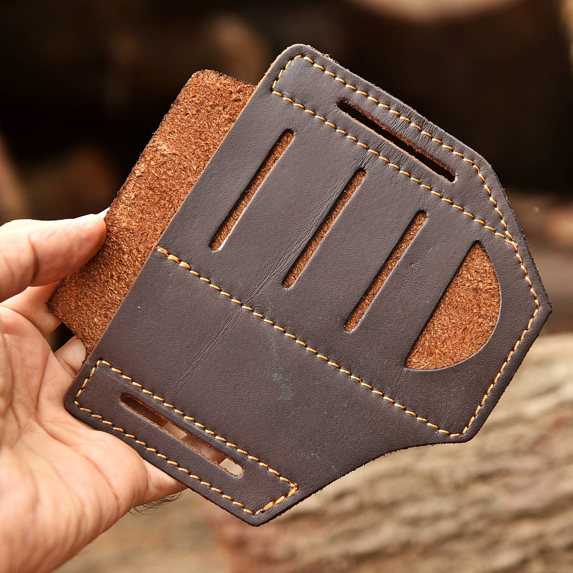 Handcrafted Top Grain Leather EDC Folding Knife Protection Sheath - Image 5