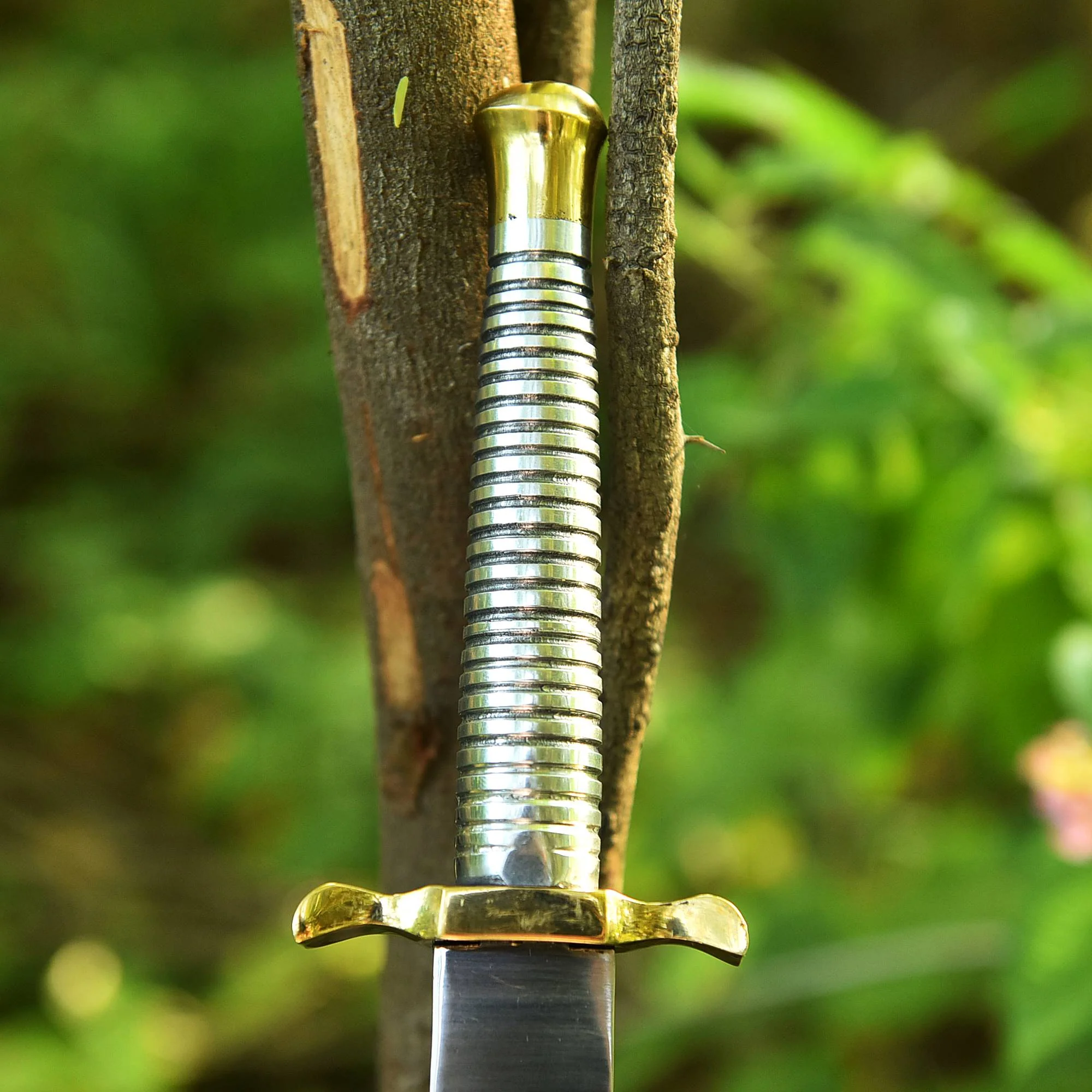 Handmade 1095 Carbon Steel Double Edge Blade Dagger Knife Brass Handle - Image 3