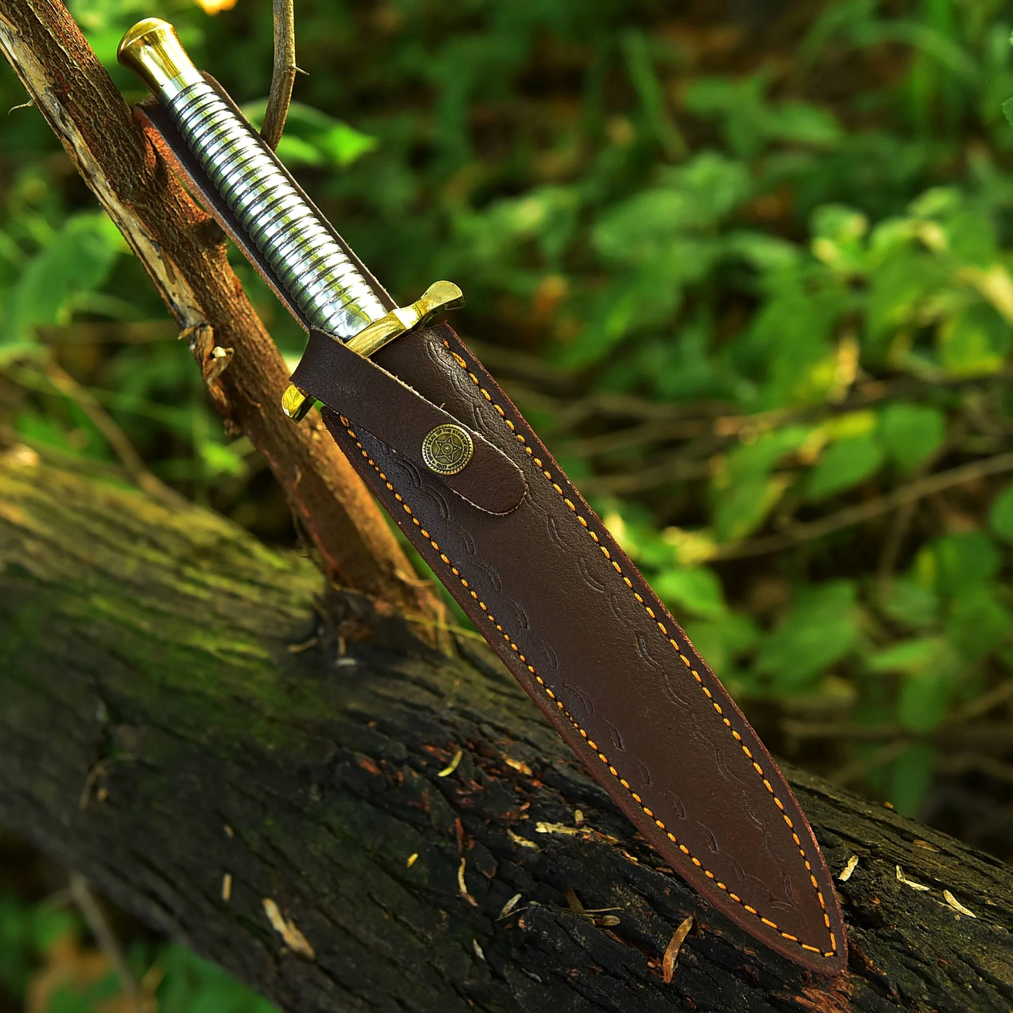 Handmade 1095 Carbon Steel Double Edge Blade Dagger Knife Brass Handle - Image 5