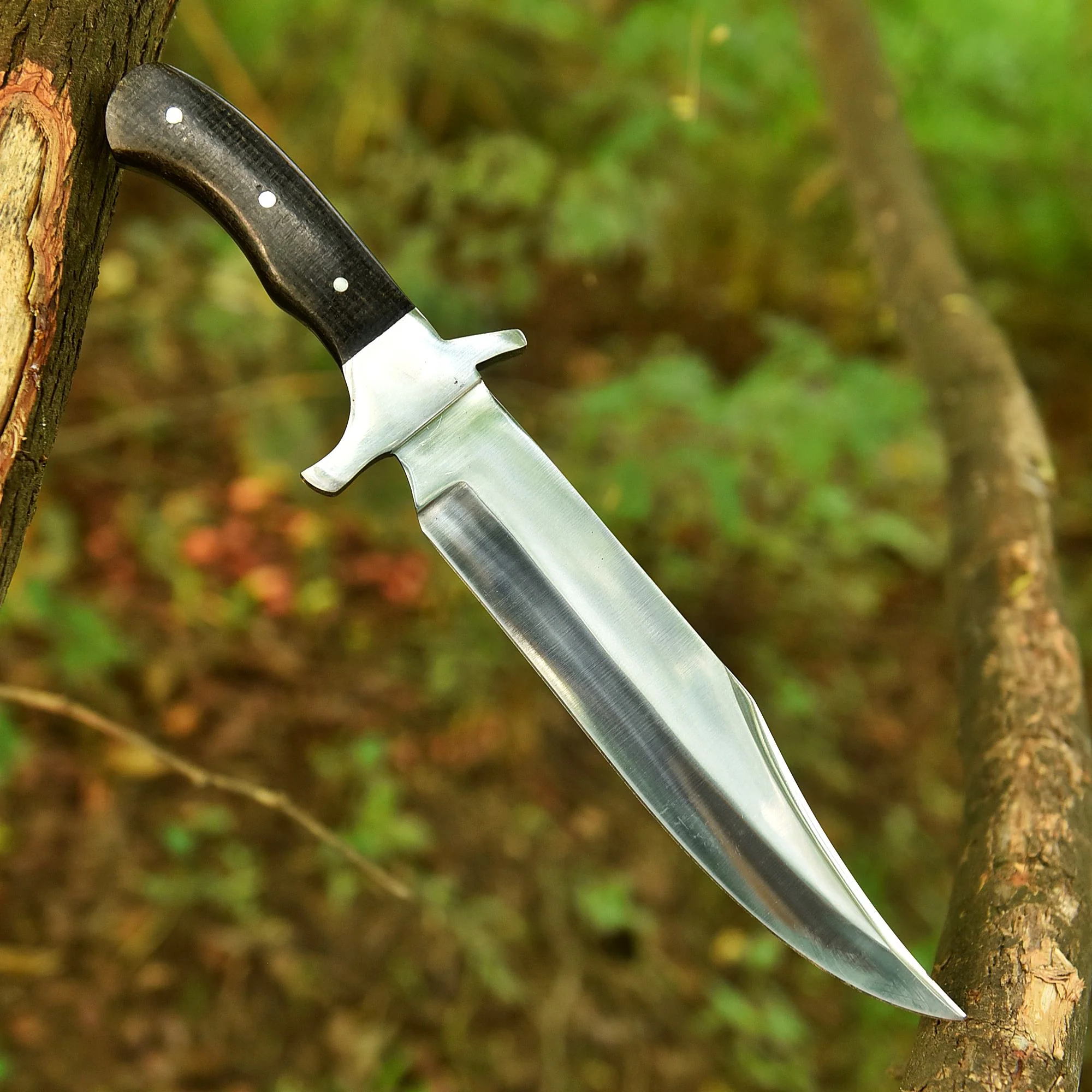 Handmade Bowie Carbon Steel D2 Blade Hunting Fix Blade Knife Micarta Handle - Image 2