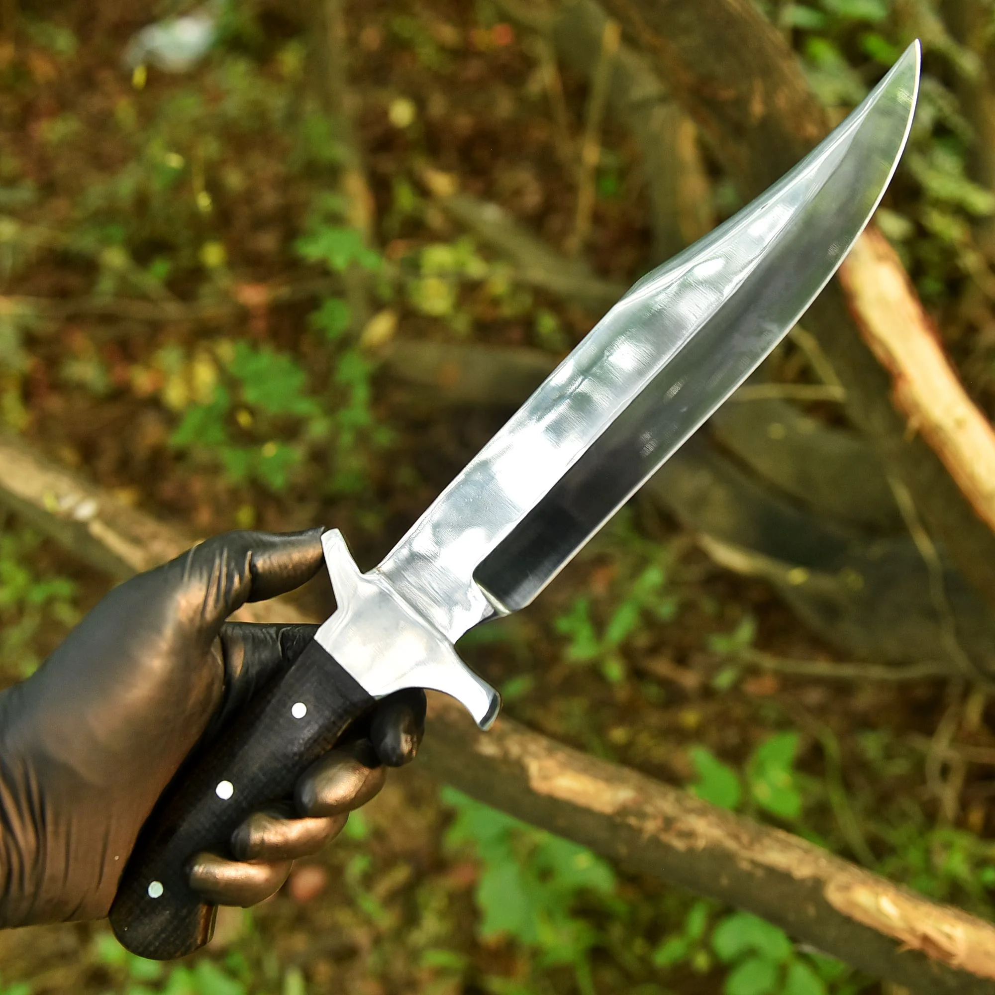 Handmade Bowie Carbon Steel D2 Blade Hunting Fix Blade Knife Micarta Handle - Image 3