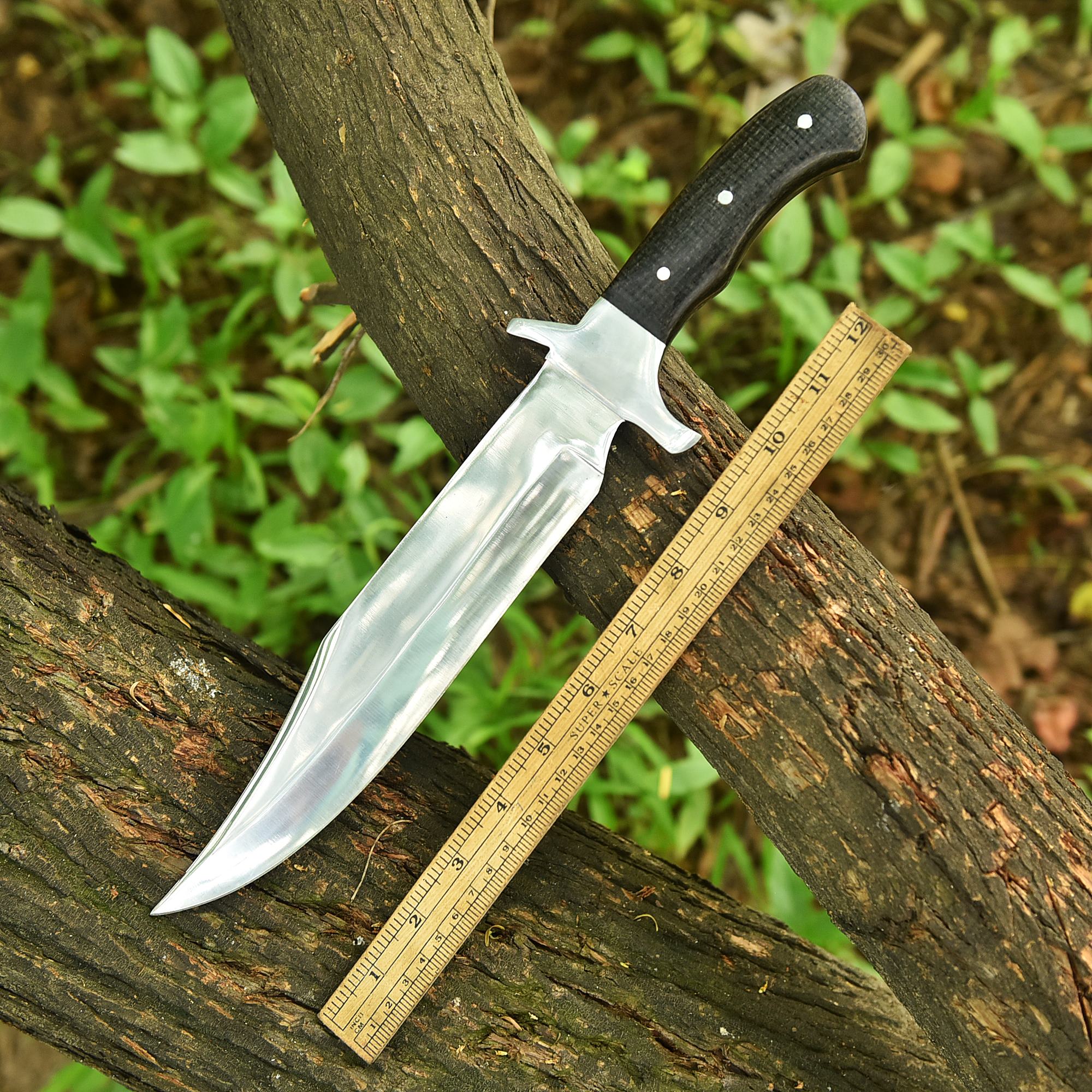 Handmade Bowie Carbon Steel D2 Blade Hunting Fix Blade Knife Micarta Handle - Image 4