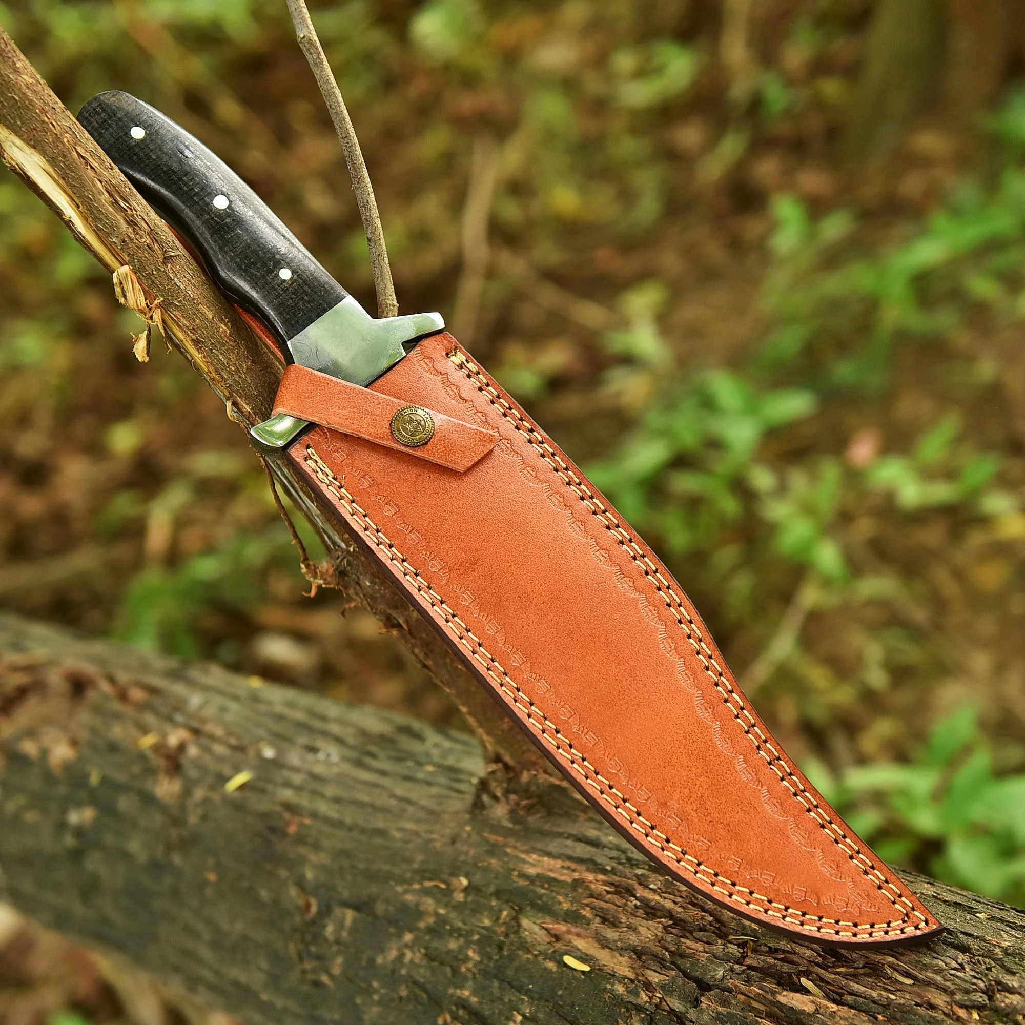 Handmade Bowie Carbon Steel D2 Blade Hunting Fix Blade Knife Micarta Handle - Image 5