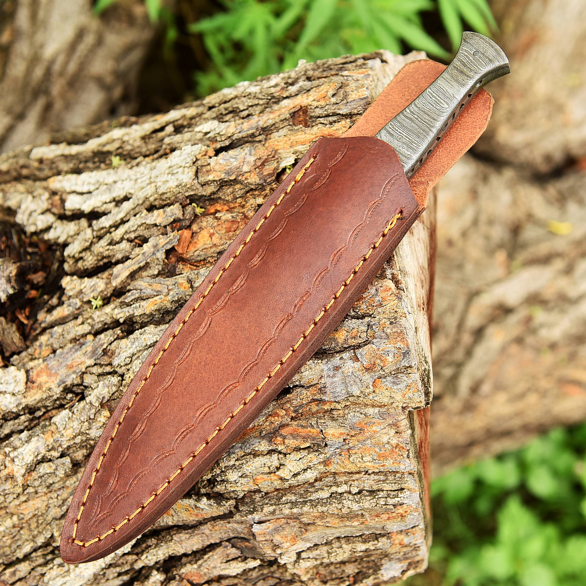 Handmade Carbon 1095 Steel Double Edge Blade Dagger Damascus Handle - Image 5