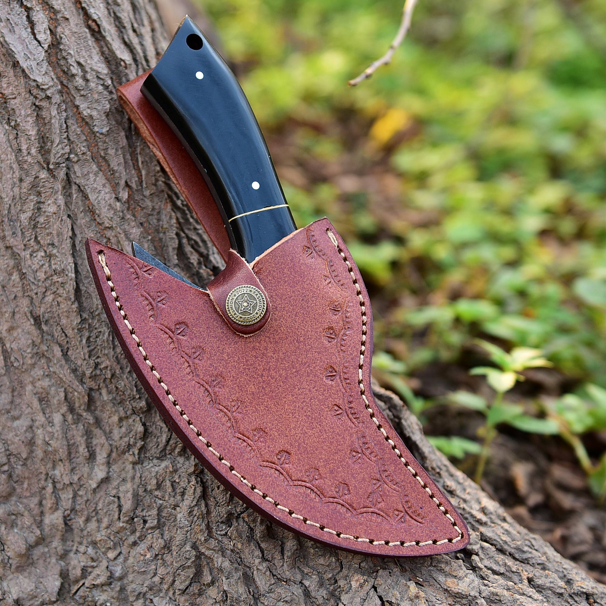 Handmade Carbon Steel Blade Alaska Ulu Kitchen Knife With Sheath - Image 5