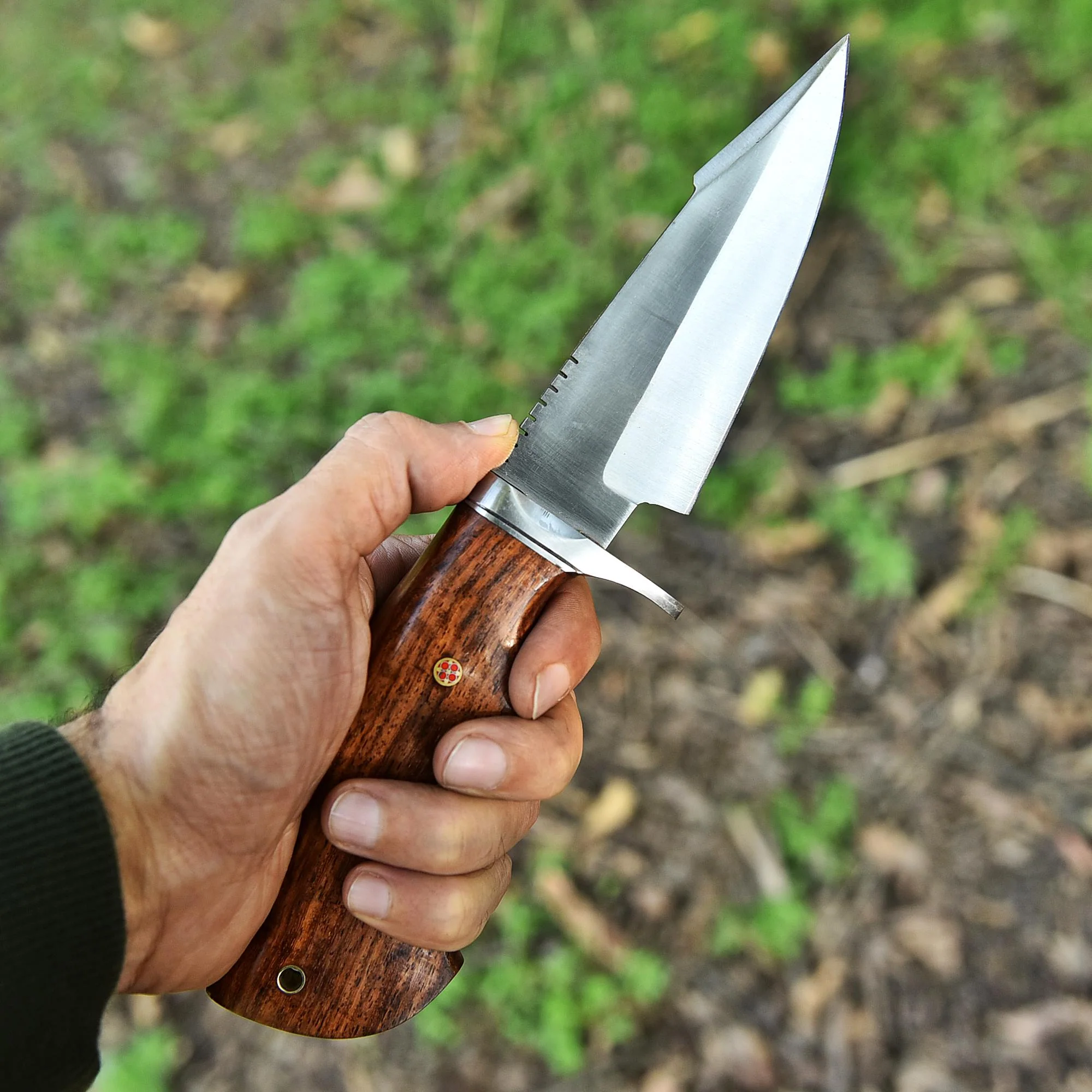 Handmade Carbon Steel D2 Blade Hunting Camping Skinner Knife Wood Handle - Image 3