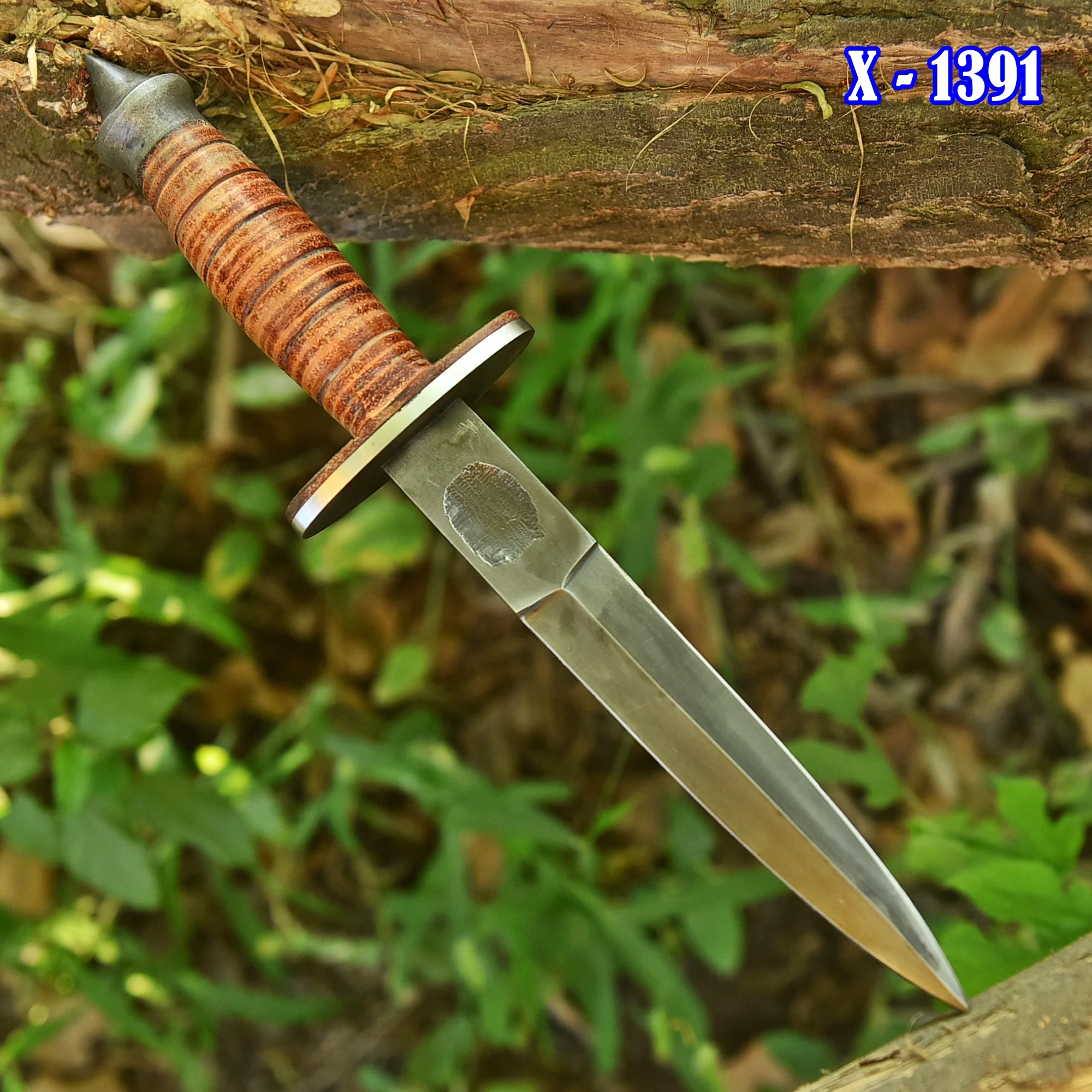 Handmade Carbon Steel Dagger Knife 12" FULL TANG KNIFE Leather Handle With Sheath - Image 2