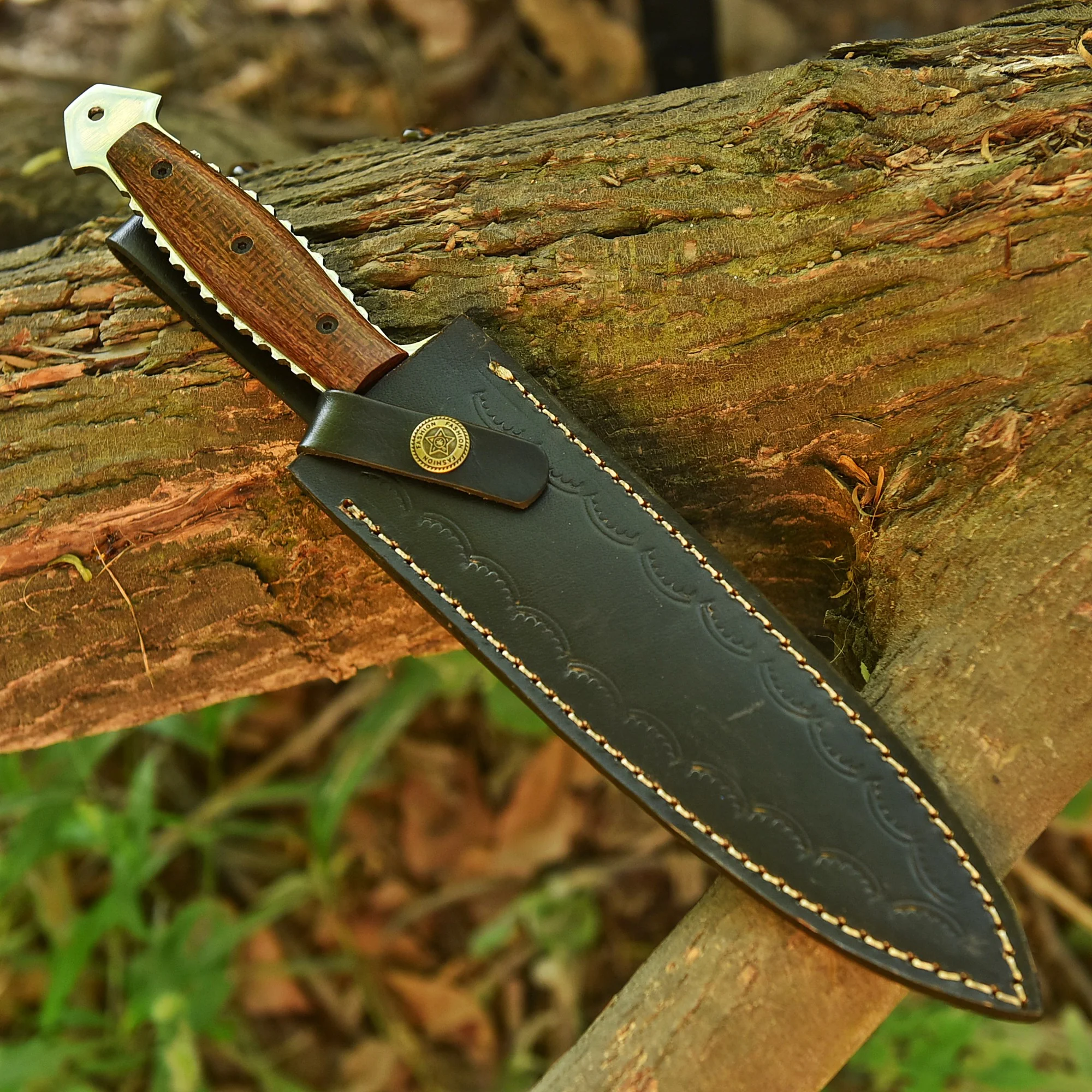 Handmade Carbon Steel Double Edge Blade Dagger Knife Full Tang Micarta Handle - Image 6