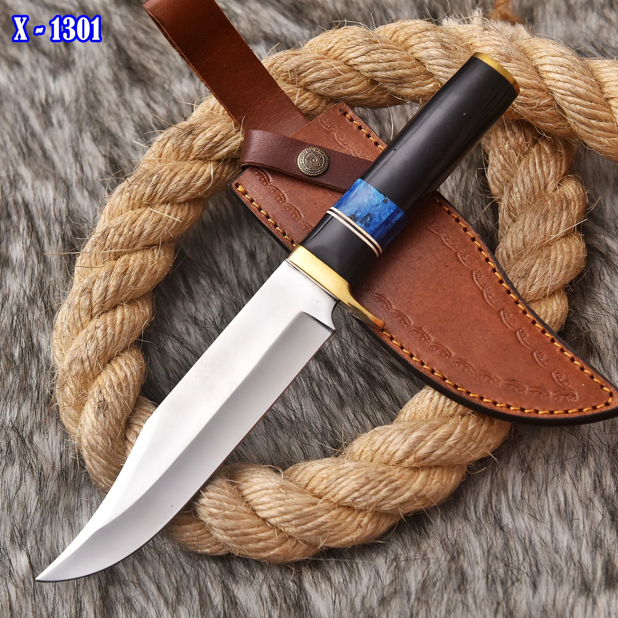 Handmade Carbon Steel Fixed Blade Hunting Tactical Knife Resin Handle - Image 2