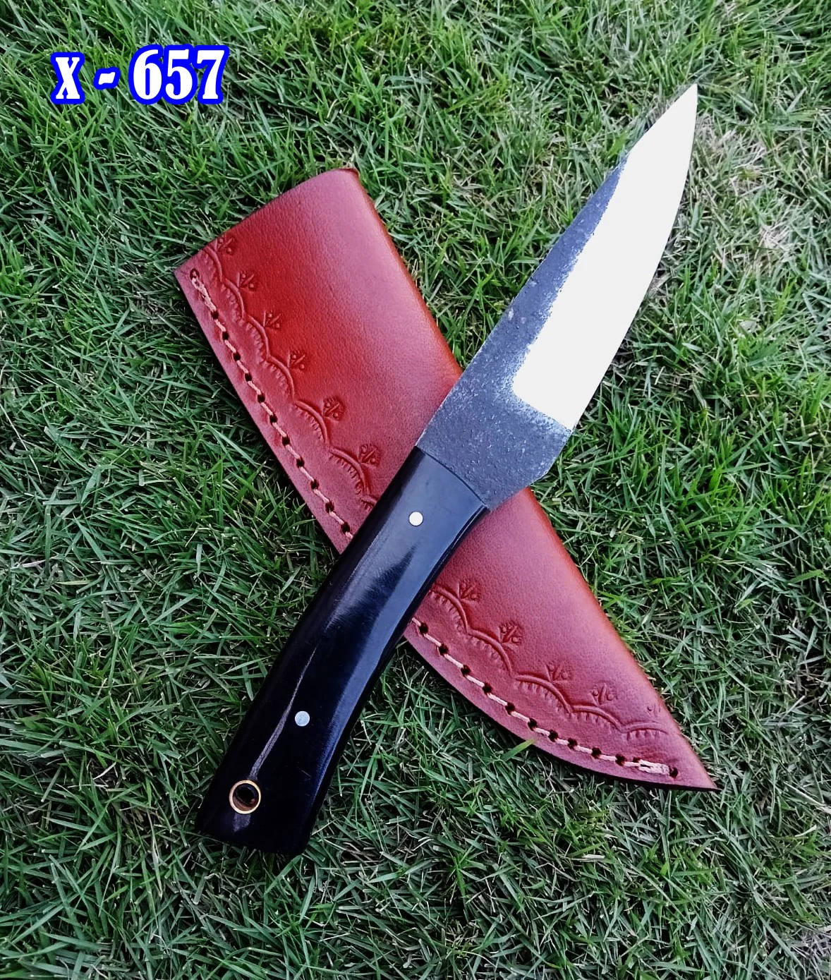 Handmade Carbon Steel Fixed Blade Skinner Outdoor Hunting EDC Knife - Image 4