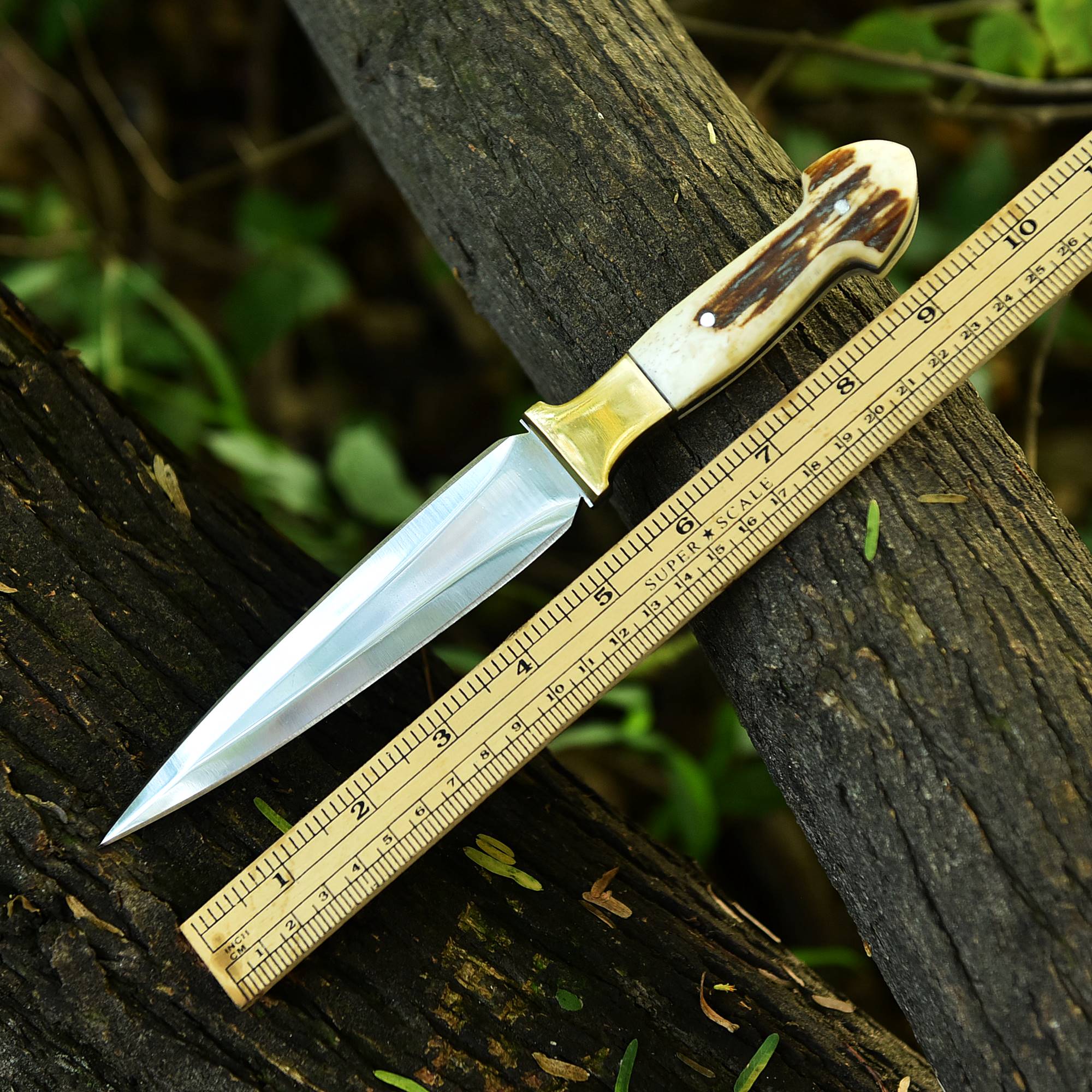 Handmade Carbon Steel High Polish Blade Hunting Dagger Knife Stage Handle - Image 6