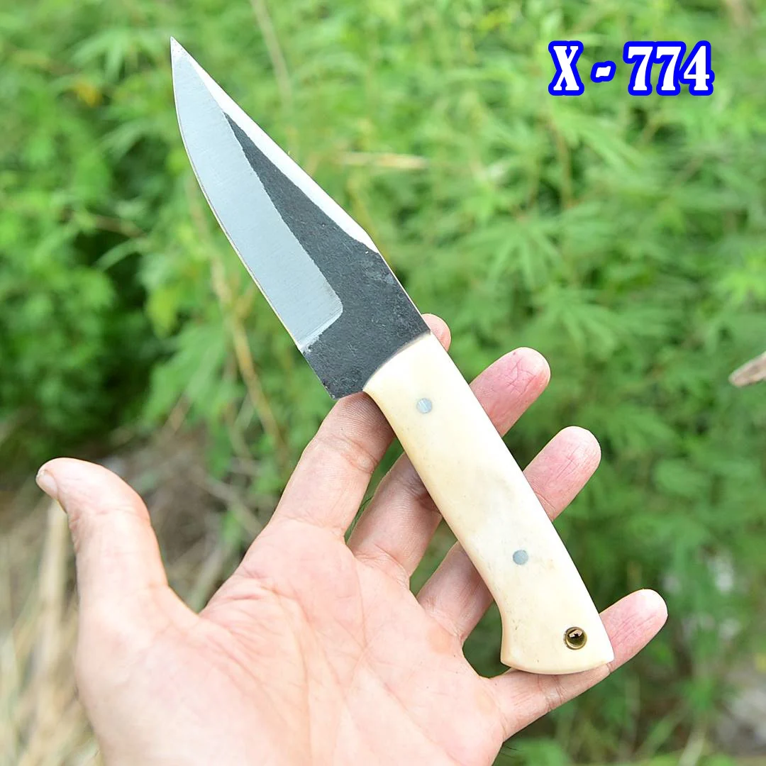Handmade Carbon Steel Skinner Knife - Camel Bone Handle - 9" Full Tang Knife - Image 4