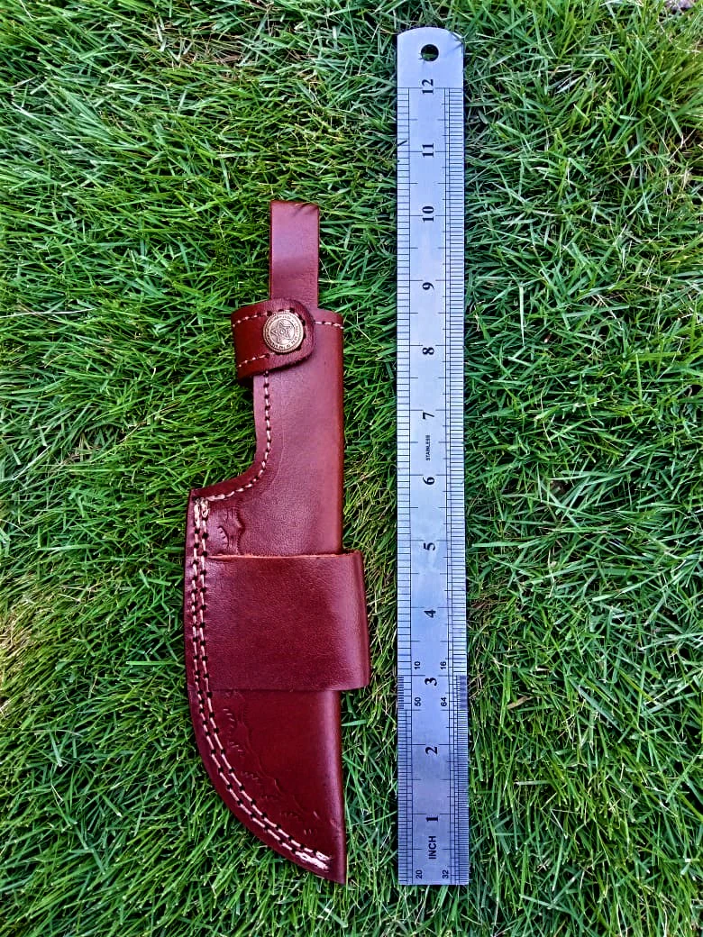 Handmade Cowhide Leather Fixed Blade Knife Belt Carry Sheath - Image 10