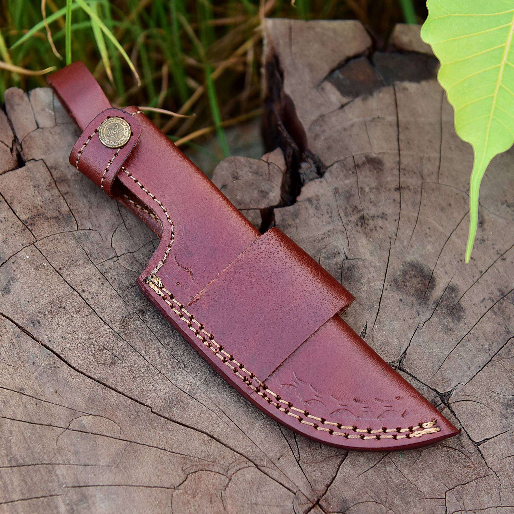 Handmade Cowhide Leather Fixed Blade Knife Belt Carry Sheath - Image 11