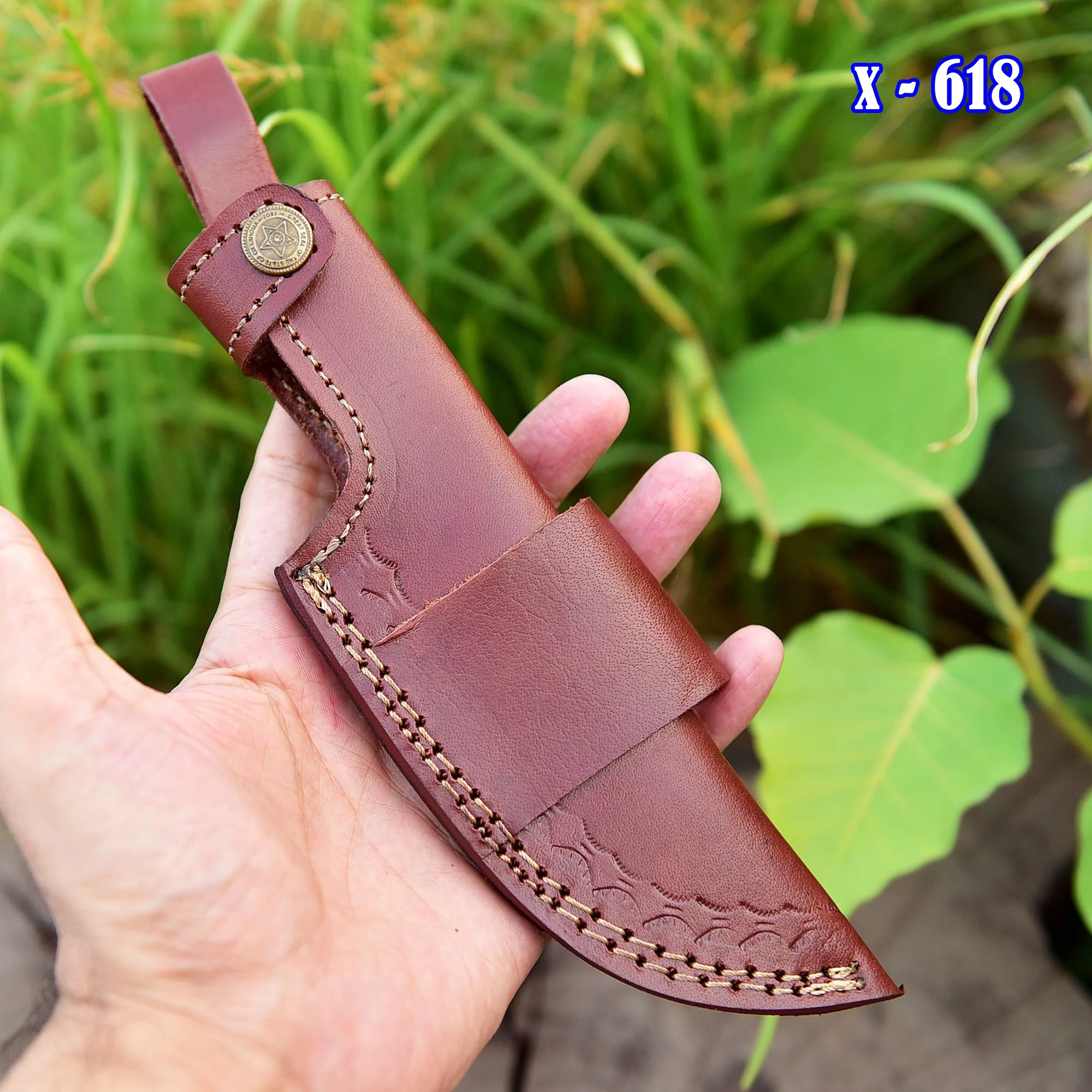 Handmade Cowhide Leather Fixed Blade Knife Belt Carry Sheath - Image 13