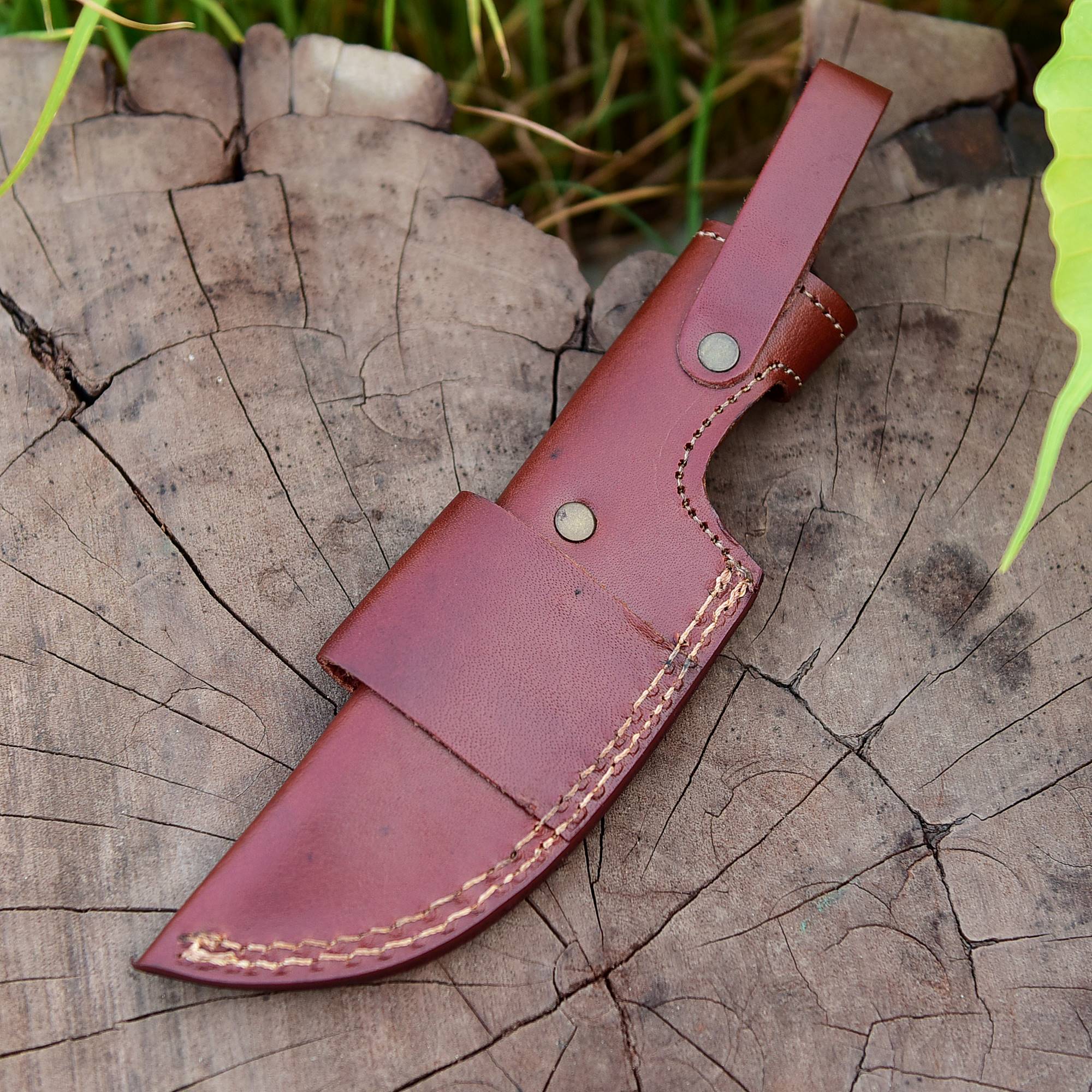 Handmade Cowhide Leather Fixed Blade Knife Belt Carry Sheath - Image 14