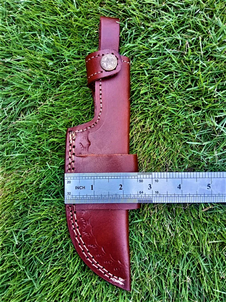 Handmade Cowhide Leather Fixed Blade Knife Belt Carry Sheath - Image 2