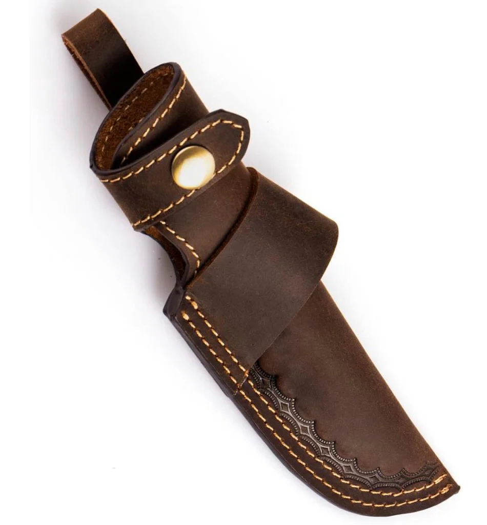 Handmade Cowhide Leather Fixed Blade Knife Belt Carry Sheath - Image 4