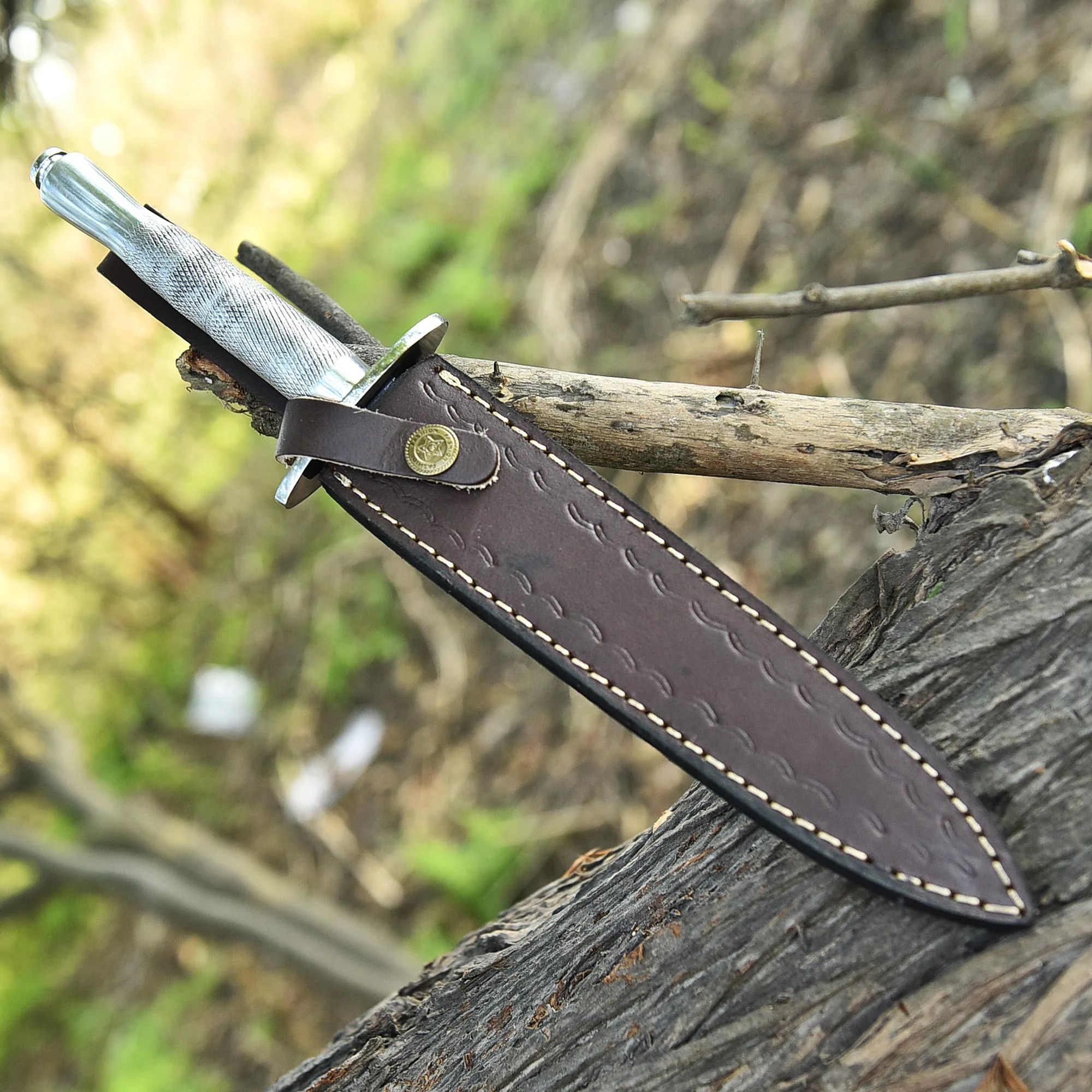 Handmade D2 Carbon Steel Double Edge Fixed Blade Dagger Knife Steel Handle - Image 5