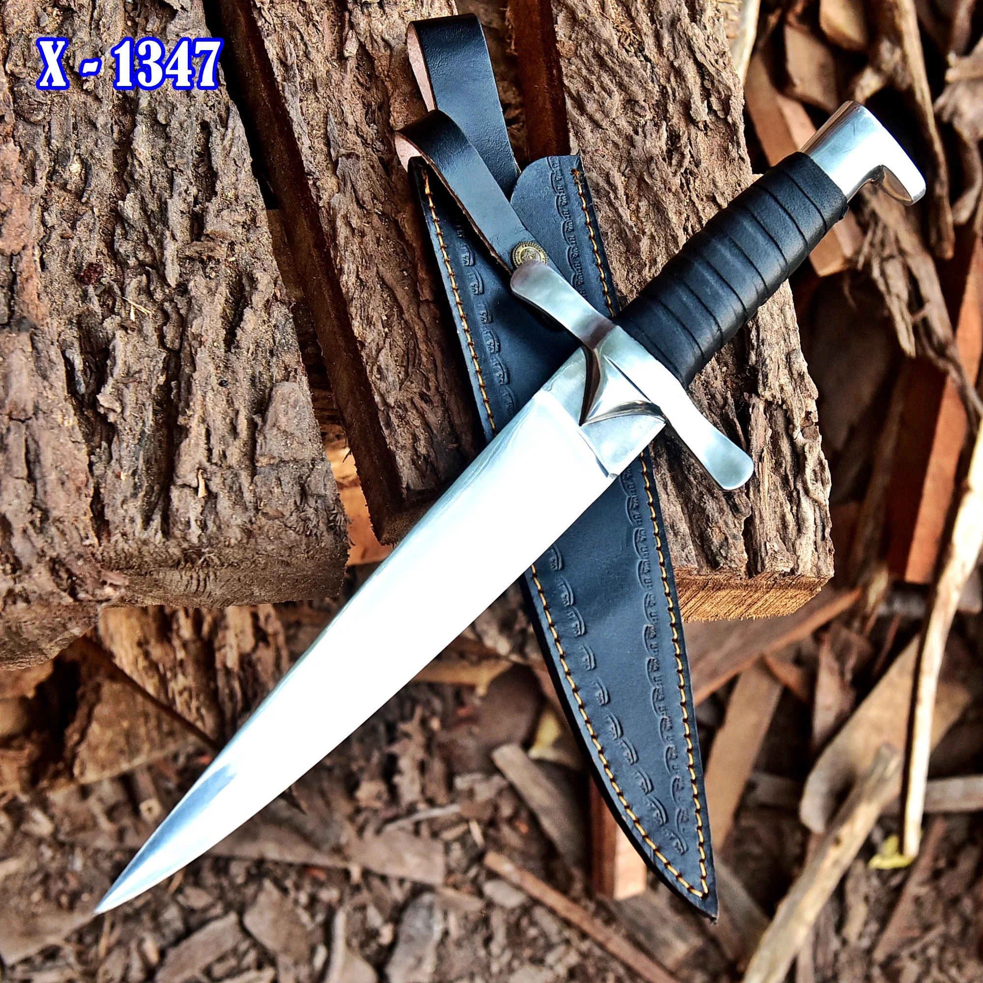 Handmade D2 Hunting Carbon Steel Fix Blade Knife Leather Handle With Sheath - Image 2